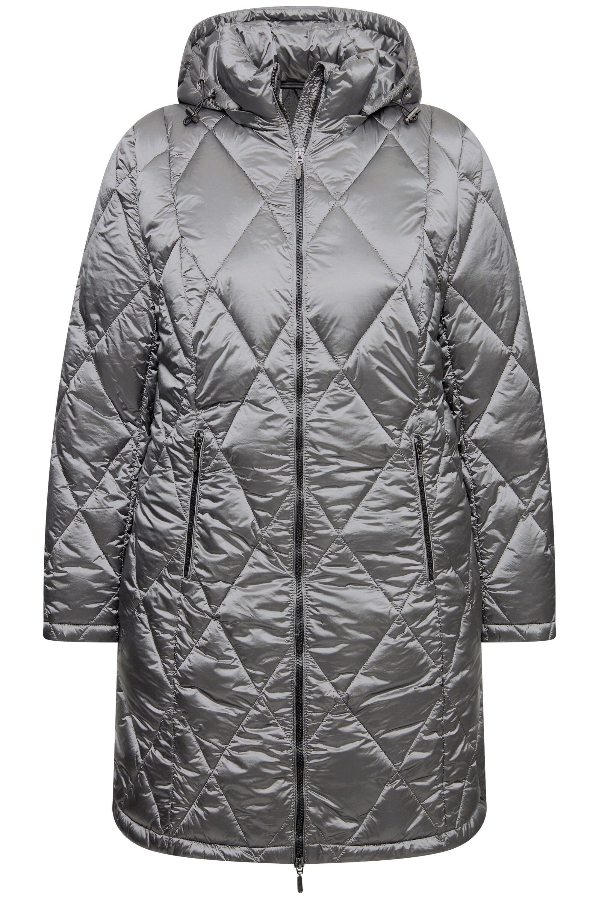 Ulla Popken Funktionsjacke HYPRAR Steppjacke Kapuze 2-Wege-Zipper Zipptasch günstig online kaufen