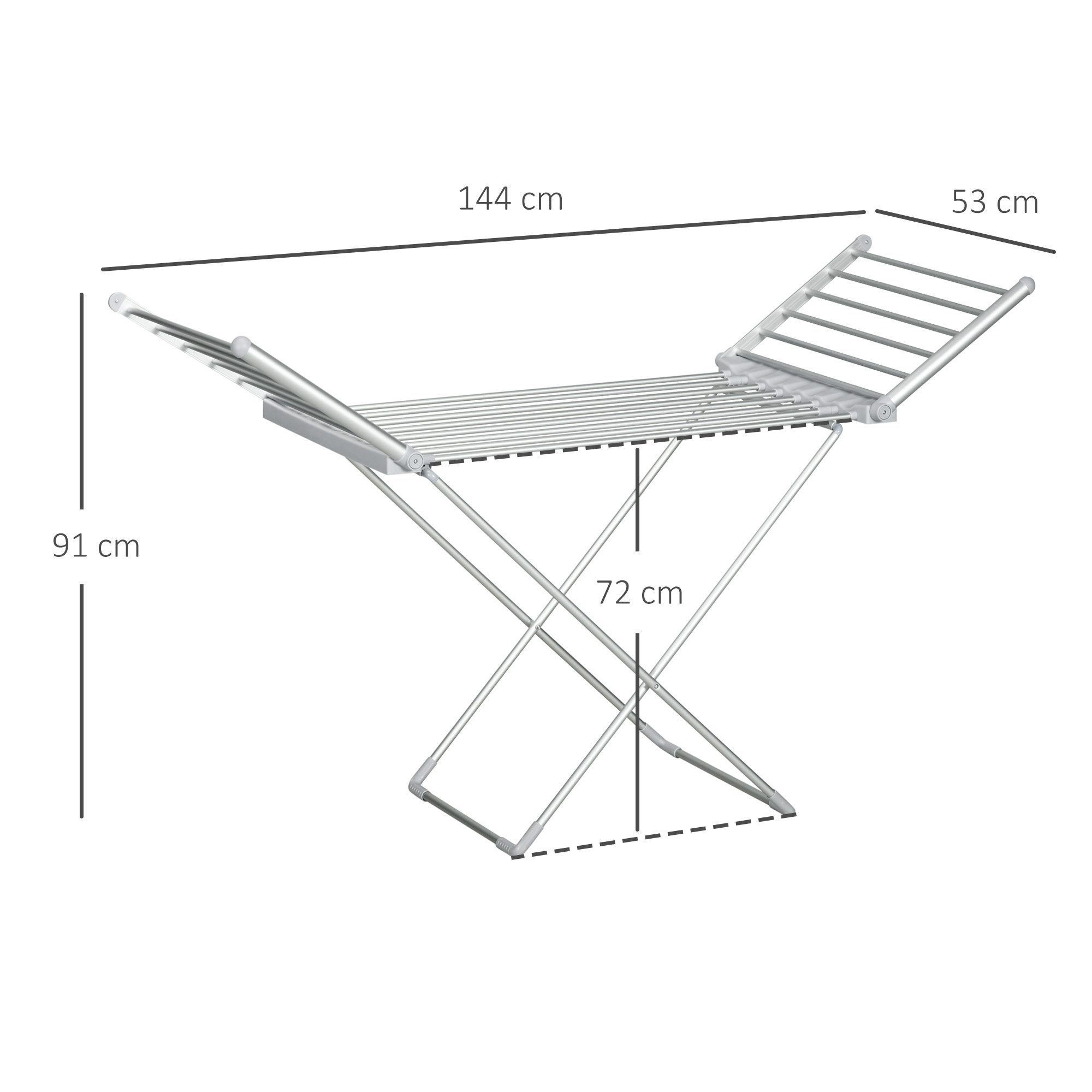 HOMCOM Wäscheständer Elektrischer, Klappbar Wäschetrockner, Einstellbare Temperatur, 144 x 53 x 91 cm