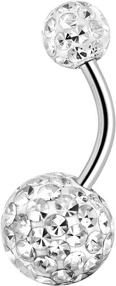 Karisma Bauchnabelpiercing Titan G23 Bauchnabel Piercing Mit Kristall Elements 5/8mm Kugeln, Beschichtet- Weiss - 12.0 Millimeter