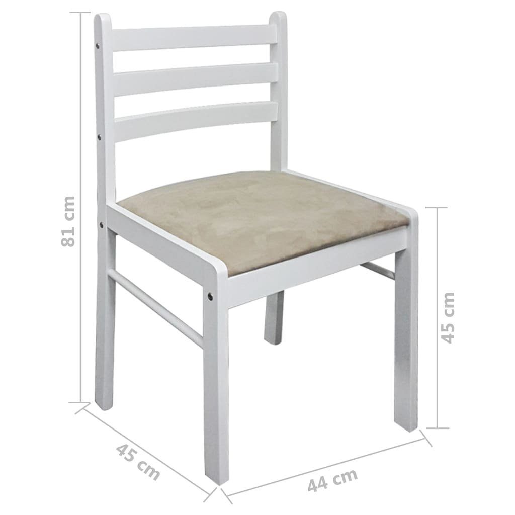 Stk. Massivholz (2 und Weiß vidaXL | Samt Esszimmerstühle Gummibaum Esszimmerstuhl 2 St) Weiß Weiß