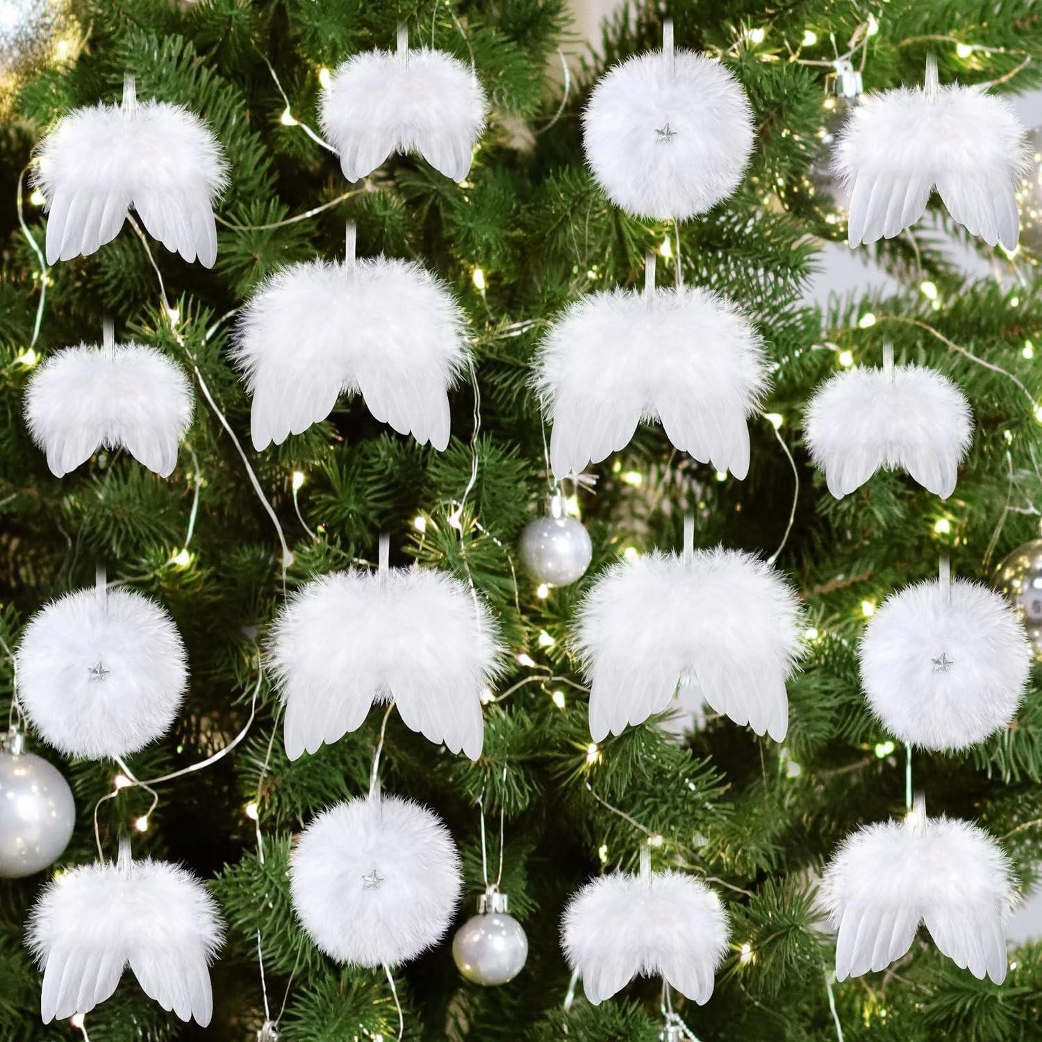LuxusKollektion Christbaumschmuck Christbaumschmuck Engelsflügel 16 Stück Weiß