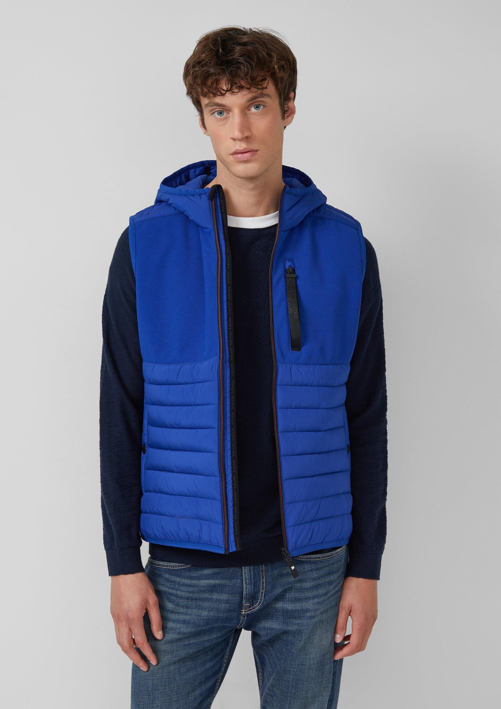 s.Oliver Outdoorjacke Outdoor-Weste Leichte Weste aus Materialmix mit Kapuz günstig online kaufen