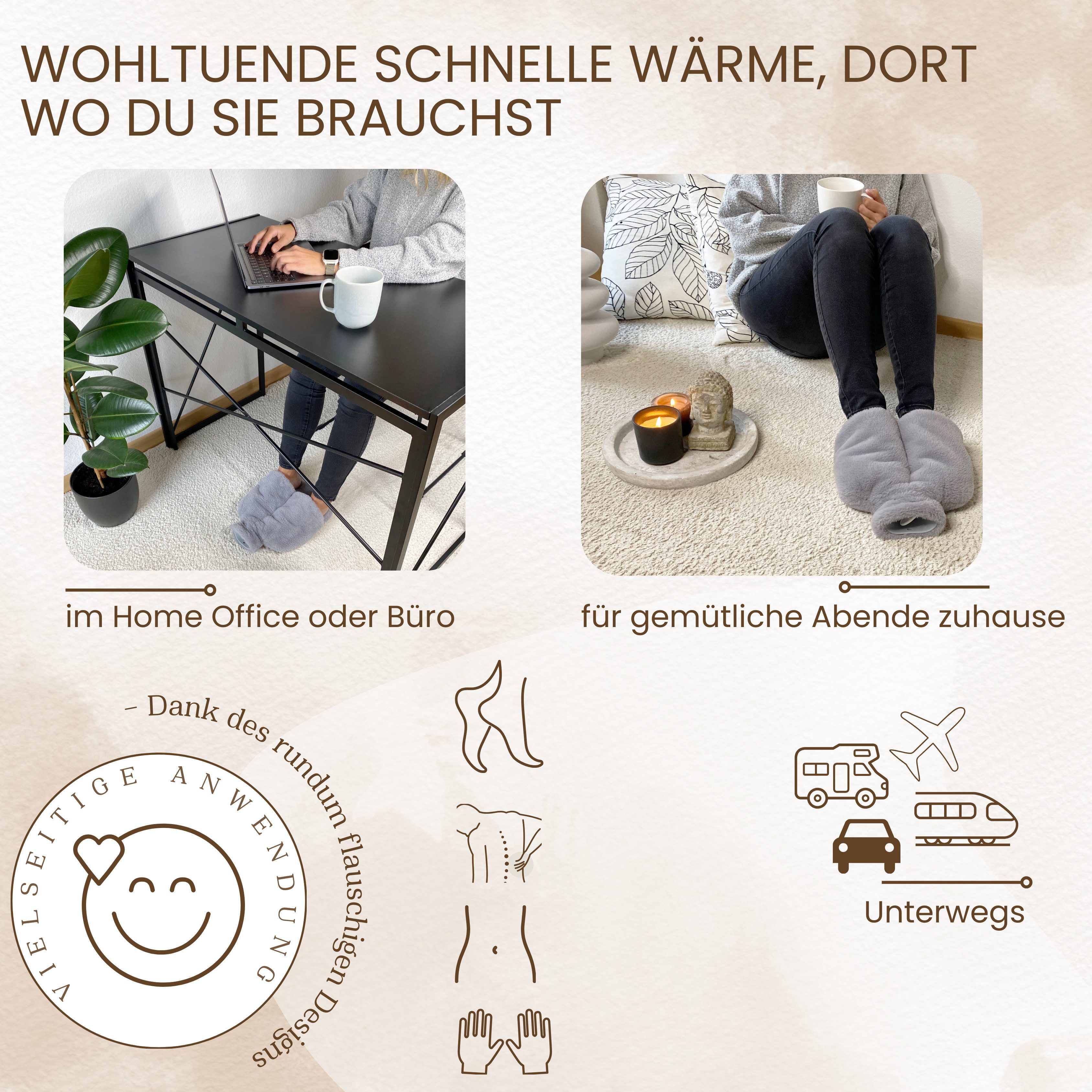 belund. Wärmflasche Premium Fußwärmer mit kuscheligem extra dickem Plüsch-Bezug, 2 in 1, 2 in 1- Wärmflasche und Fußwärmer, Bezug waschbar auf 30 Grad