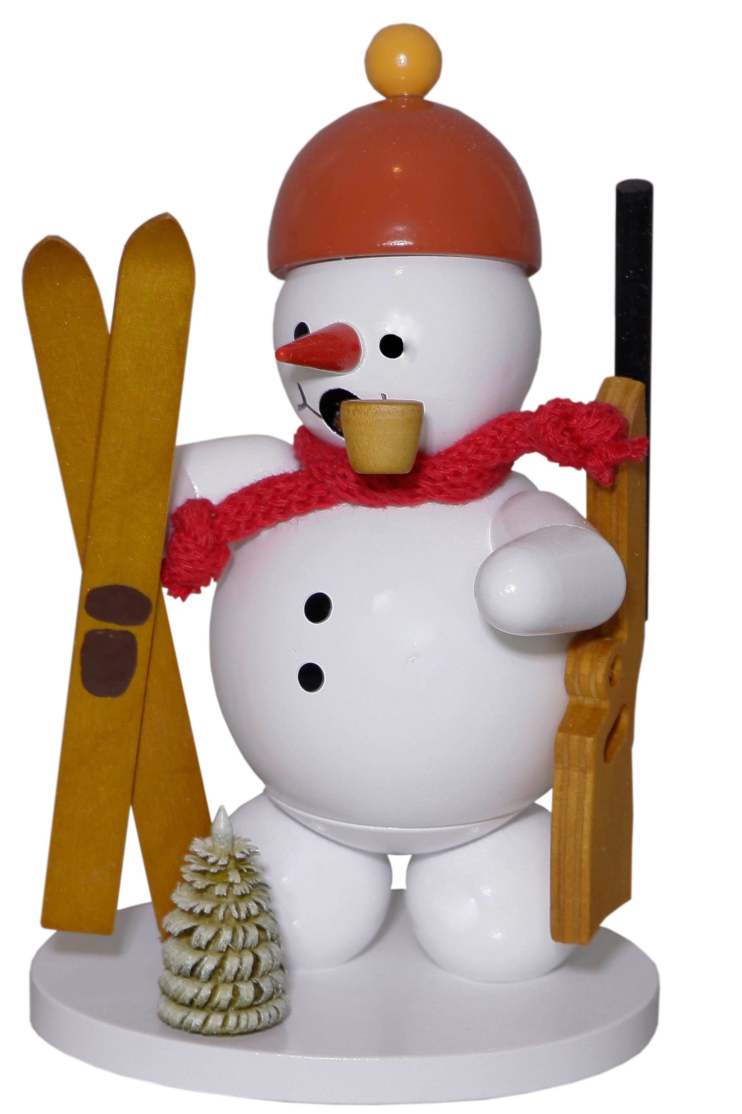Volkskunst Zenker Räuchermännchen Räuchermann Schneemann Biathlon Höhe ca. 12cm NEU