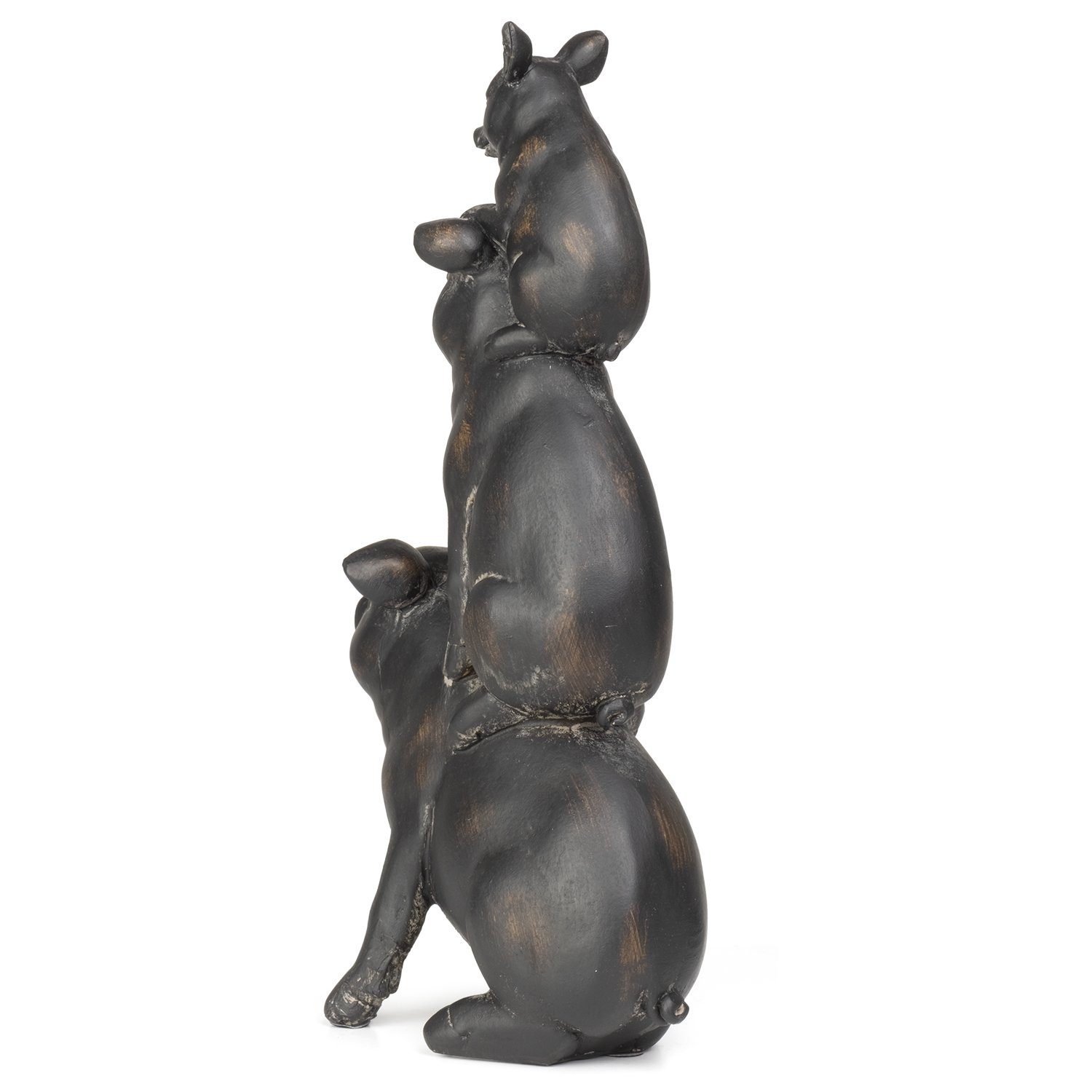 Schweinefamilie Dekoration sitzt aus Dekoelement Dekofigur Polyresin Polyresin aufeinander Deko-Figur Figuren Dekofigur schwarz, aus Moritz