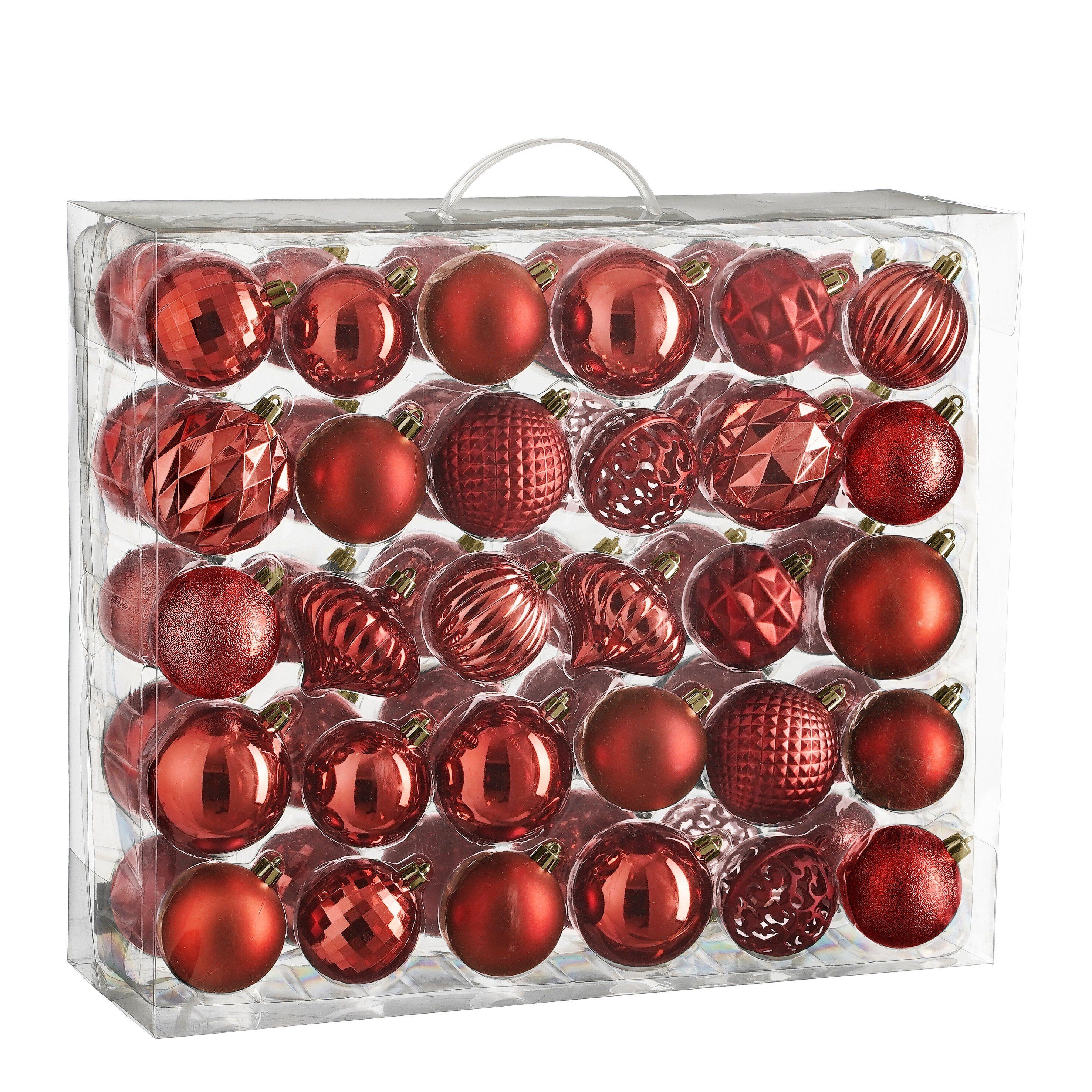 Mica Decorations Weihnachtsbaumkugel Mica Decorations Baum Dekoration bruchfest rot 60 Stueck - d7cm