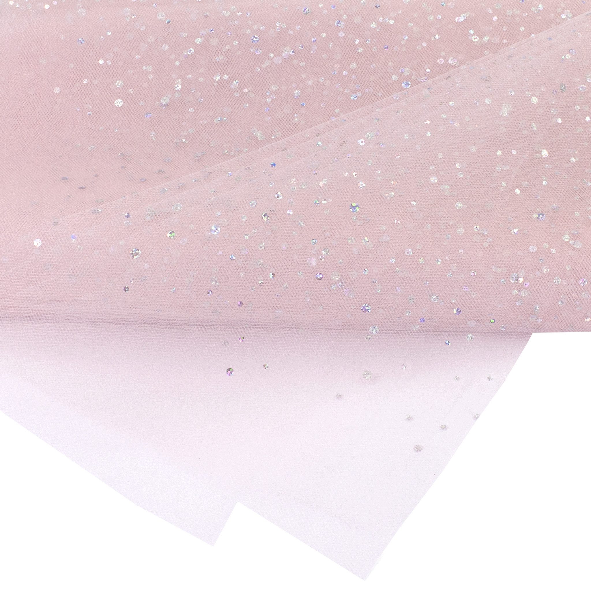 Creativery Stoff, Tüll Stoff mit Glitzer Punkten 150cm x 3m Hellrosa