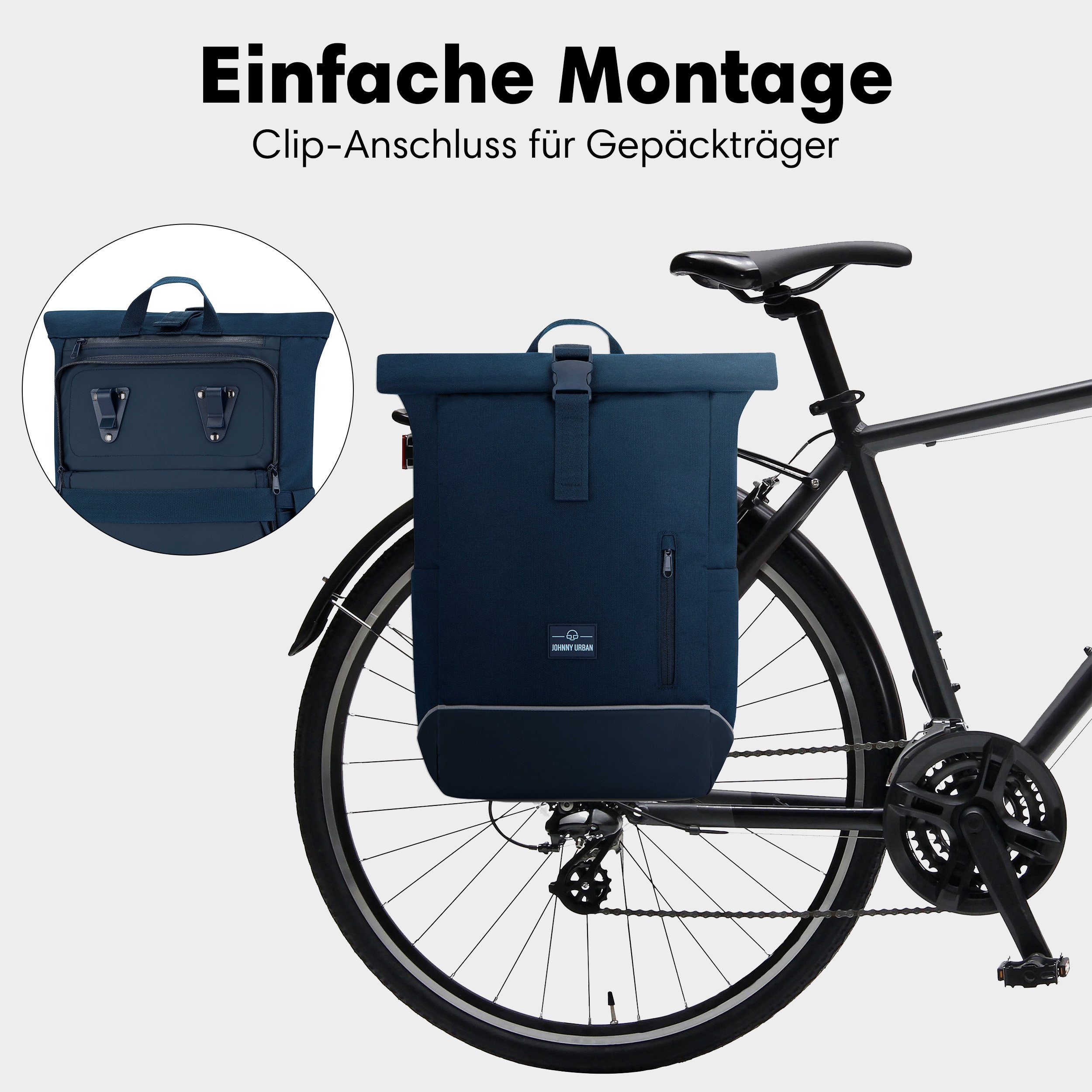 Johnny Urban Fahrradtasche ROBIN MEDIUM BIKE, 2in1 Rucksack und Fahrradtasche (1-tlg), Flexible Größe, Wasserabweisend
