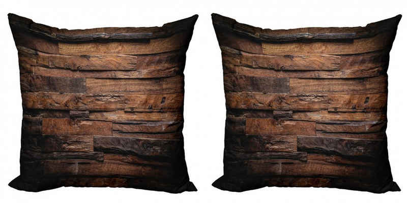 Kissenbezüge Modern Accent Doppelseitiger Digitaldruck, Abakuhaus (2 Stück), Schokolade Raue Dunkle Holz