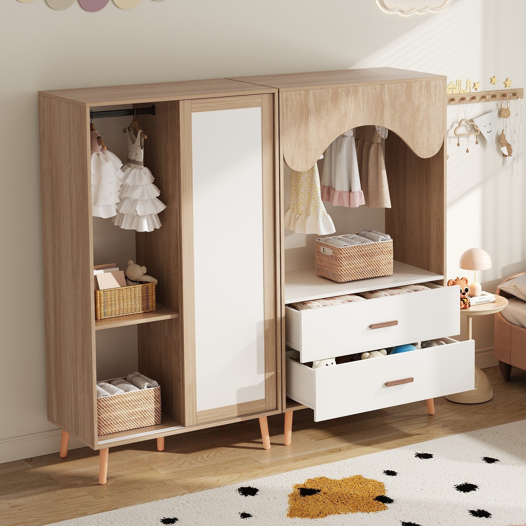 REDOM Kleiderschrank Minimalistisches Design in Weiß günstig online kaufen