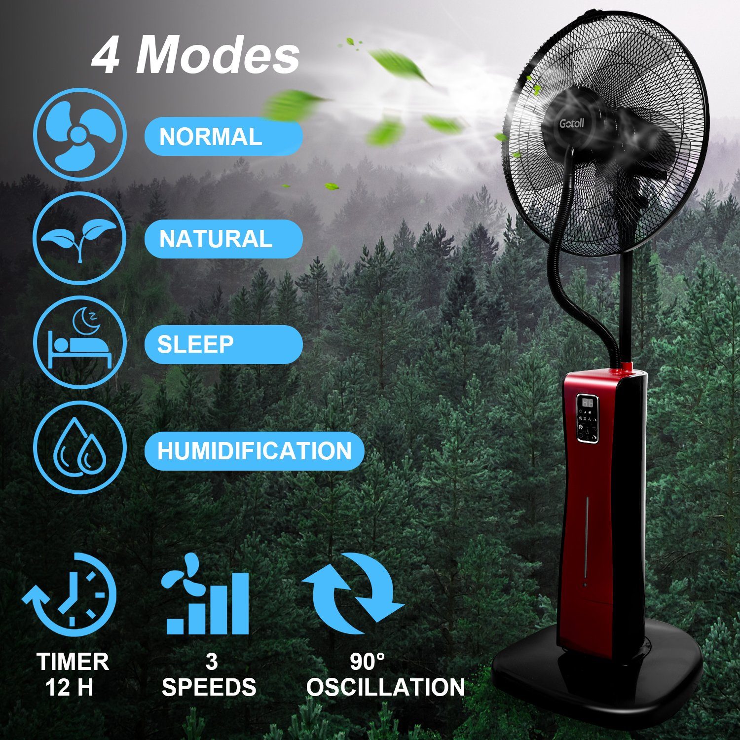 Gotoll Standventilator mit wasserkühlung, Fernbedienung, Touchscreen, günstig online kaufen