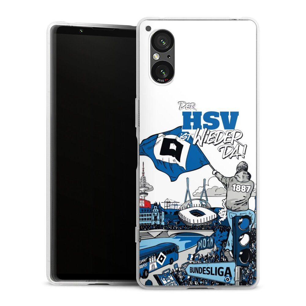 DeinDesign Handyhülle Hamburger SV Offizielles Lizenzprodukt Aufstieg, Sony Xperia 5 V Silikon Hülle Bumper Case Handy Schutzhülle