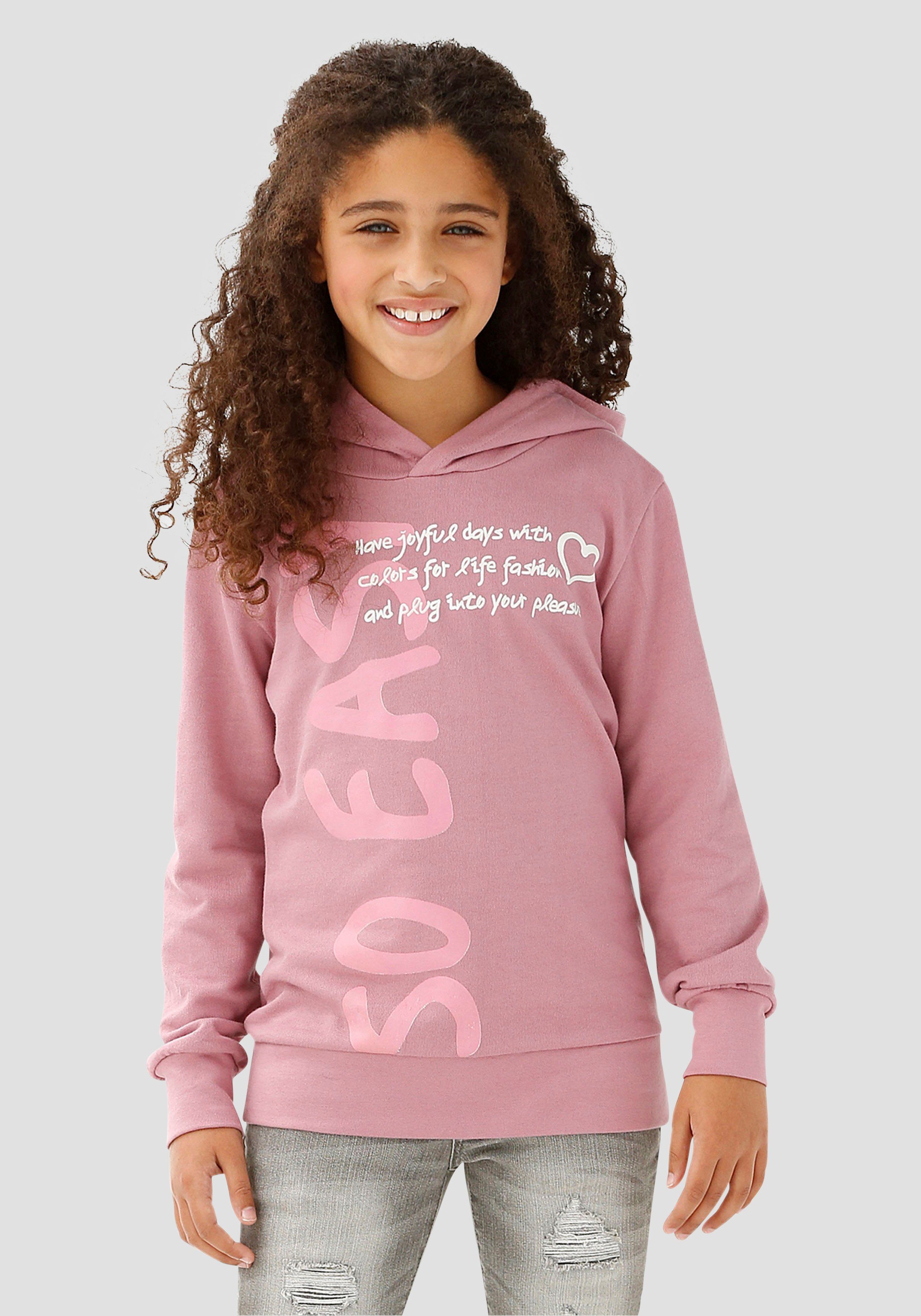 KIDSWORLD Kapuzenshirt SO EASY - Print Langarm, Basic-Passform, mit modischen Drucken