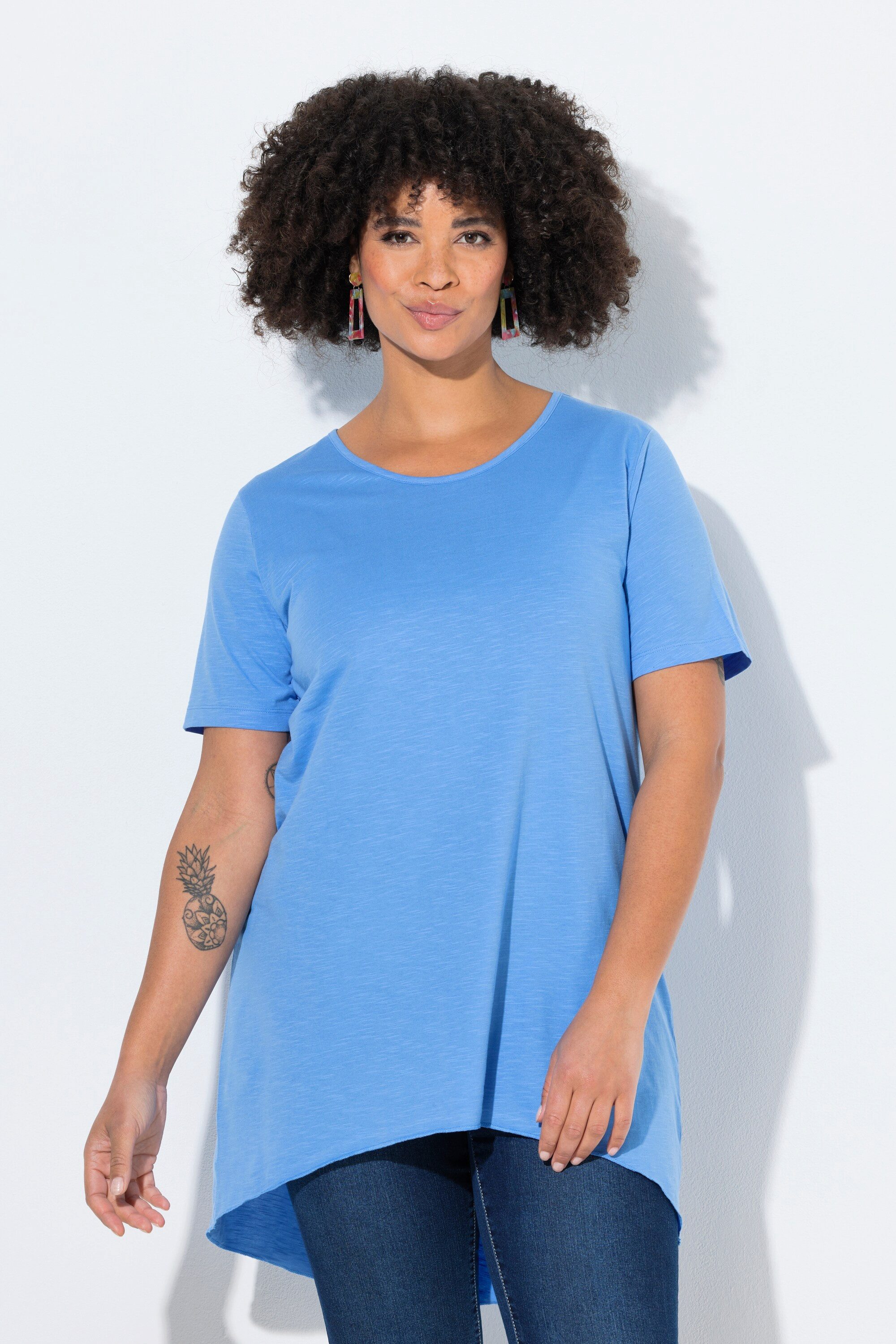 Angel of Style T-Shirt Longshirt Rundhals Halbarm gerundeter Saum günstig online kaufen