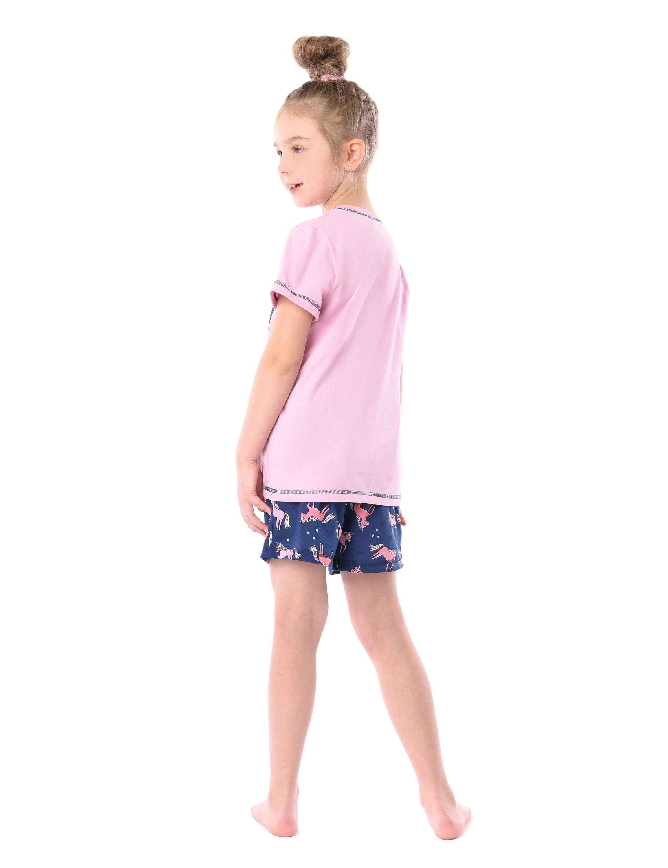 Merry Style Schlafanzug Mädchen MS10-292 Set Kurz Schlafanzüge Rosa/Einhorn Pyjama Baumwolle aus