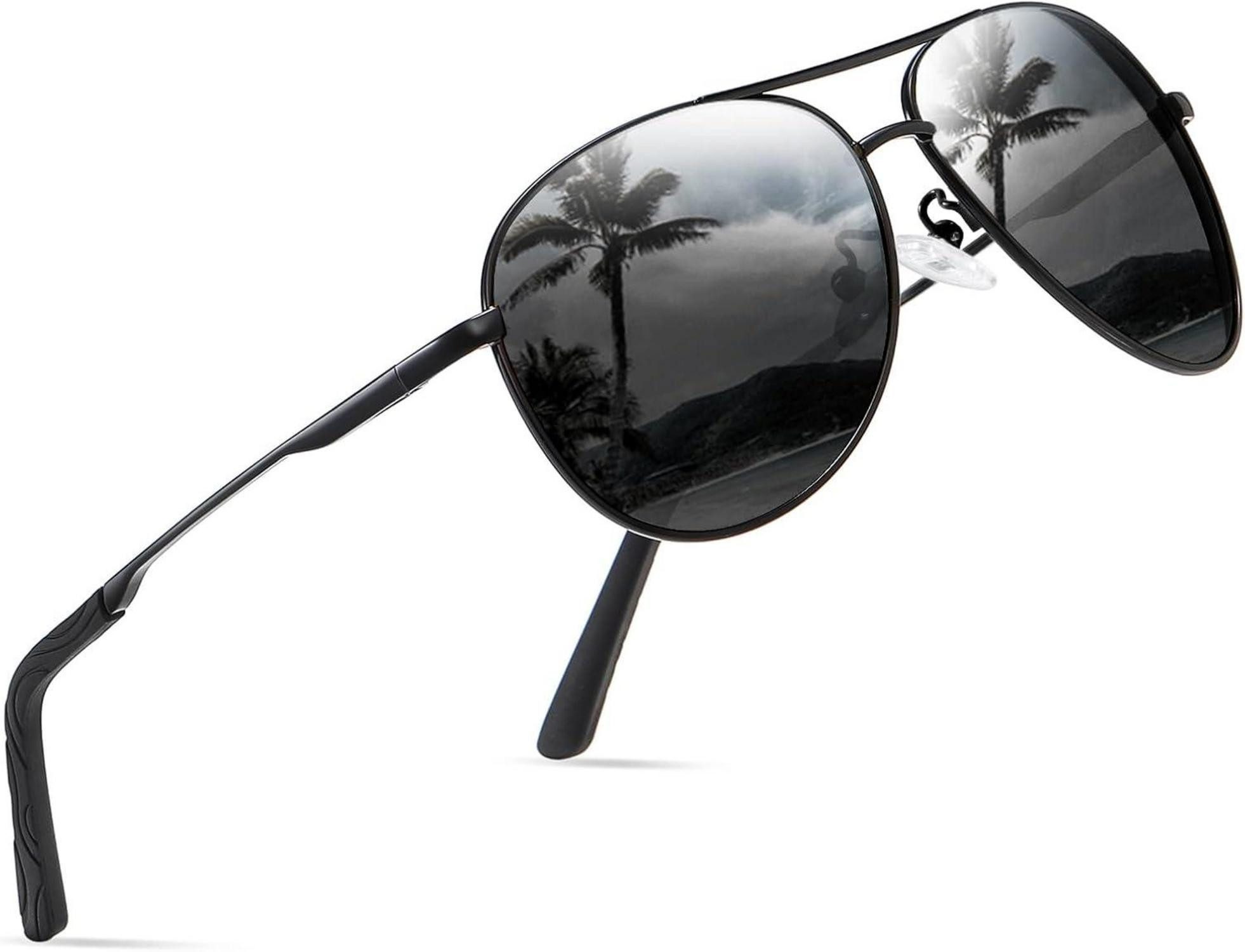 Sonnenbrille Polarisierte Sonnenbrille Schwarz Metallrahmen UV400 Vintage Unisex
