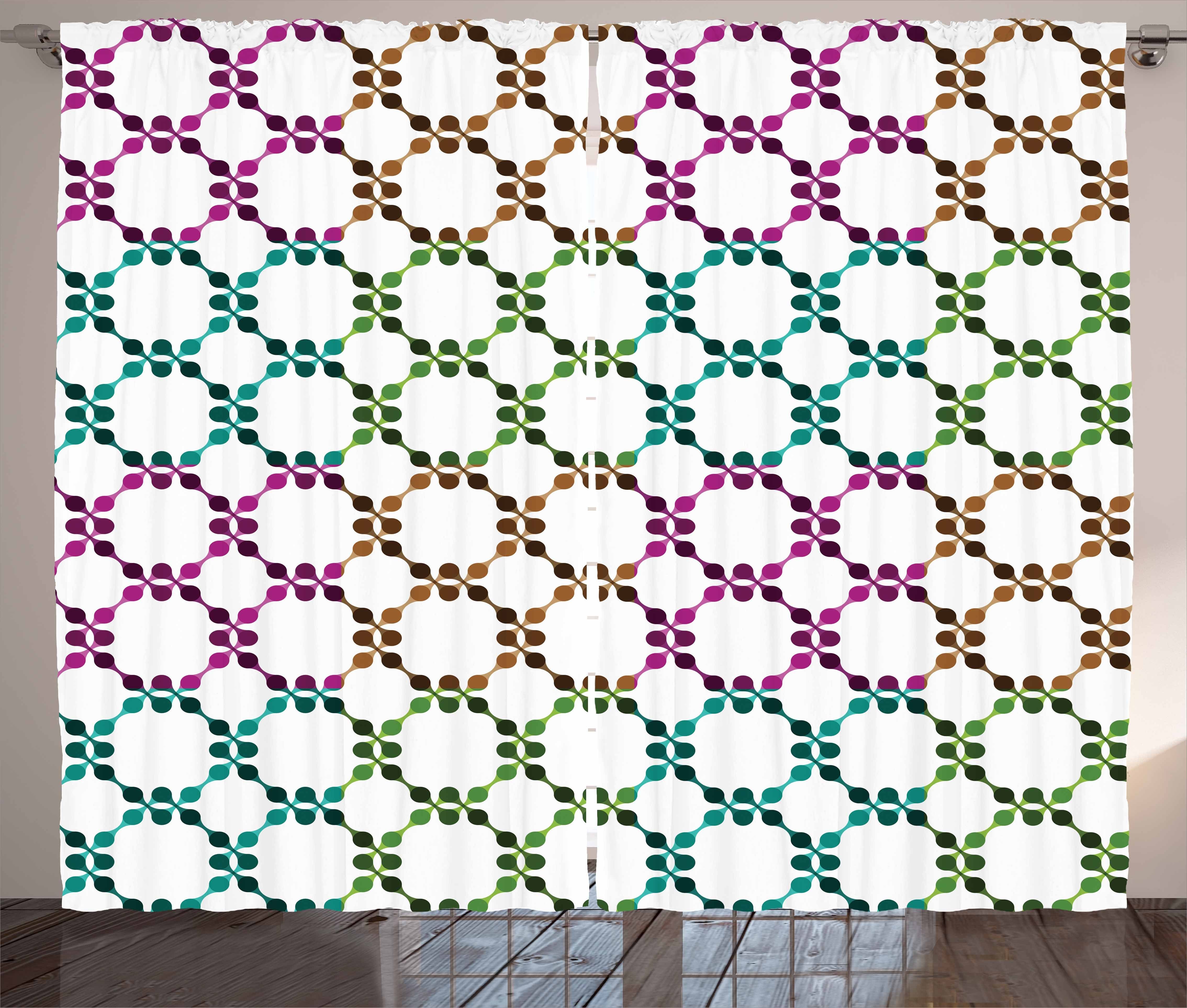 Gardine Schlafzimmer Kräuselband Vorhang mit Schlaufen Kette Haken, Abakuhaus, Geometrisch und verbanden Dots