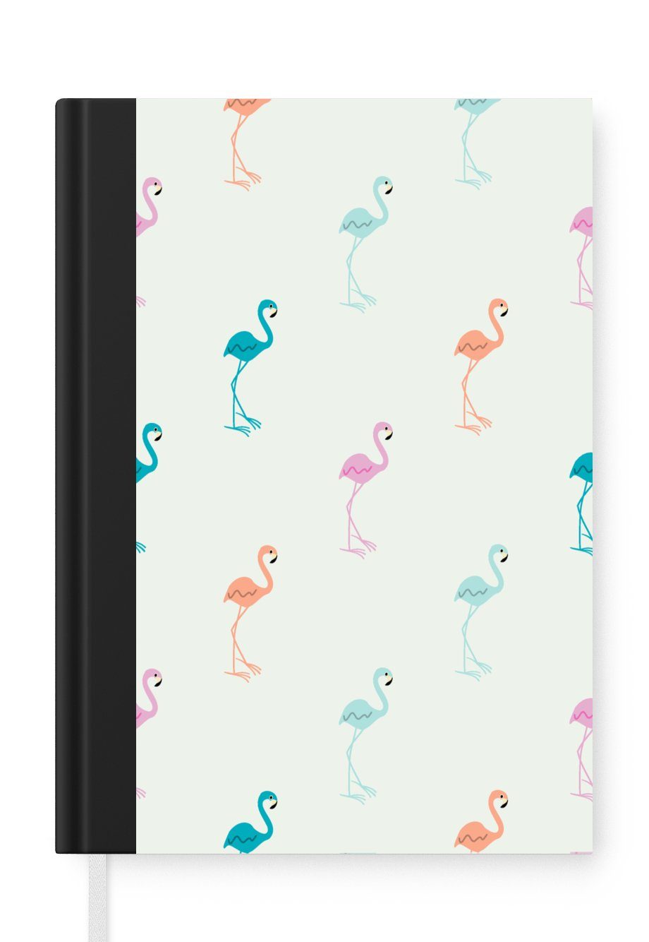 MuchoWow Notizbuch Muster - Dschungel - Flamingo - Pastell, Journal, Merkzettel, Tagebuch, Notizheft, A5, 98 Seiten, Haushaltsbuch