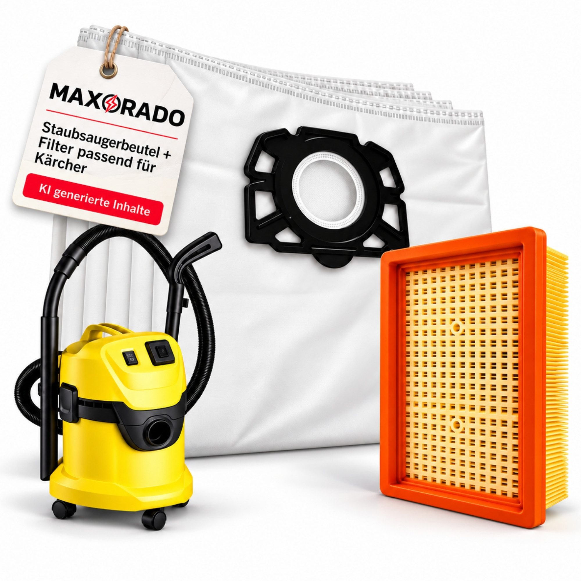 Maxorado Staubsaugerbeutel 10 Staubsaugerbeutel + Filter für Kärcher KFI 487 WD4 WD5 WD6 MV5 MV6, passend für Kärcher, 11 St., Beutel MV4 KWD6 KWD5 KNT4 2.863-006.0 Zubehör