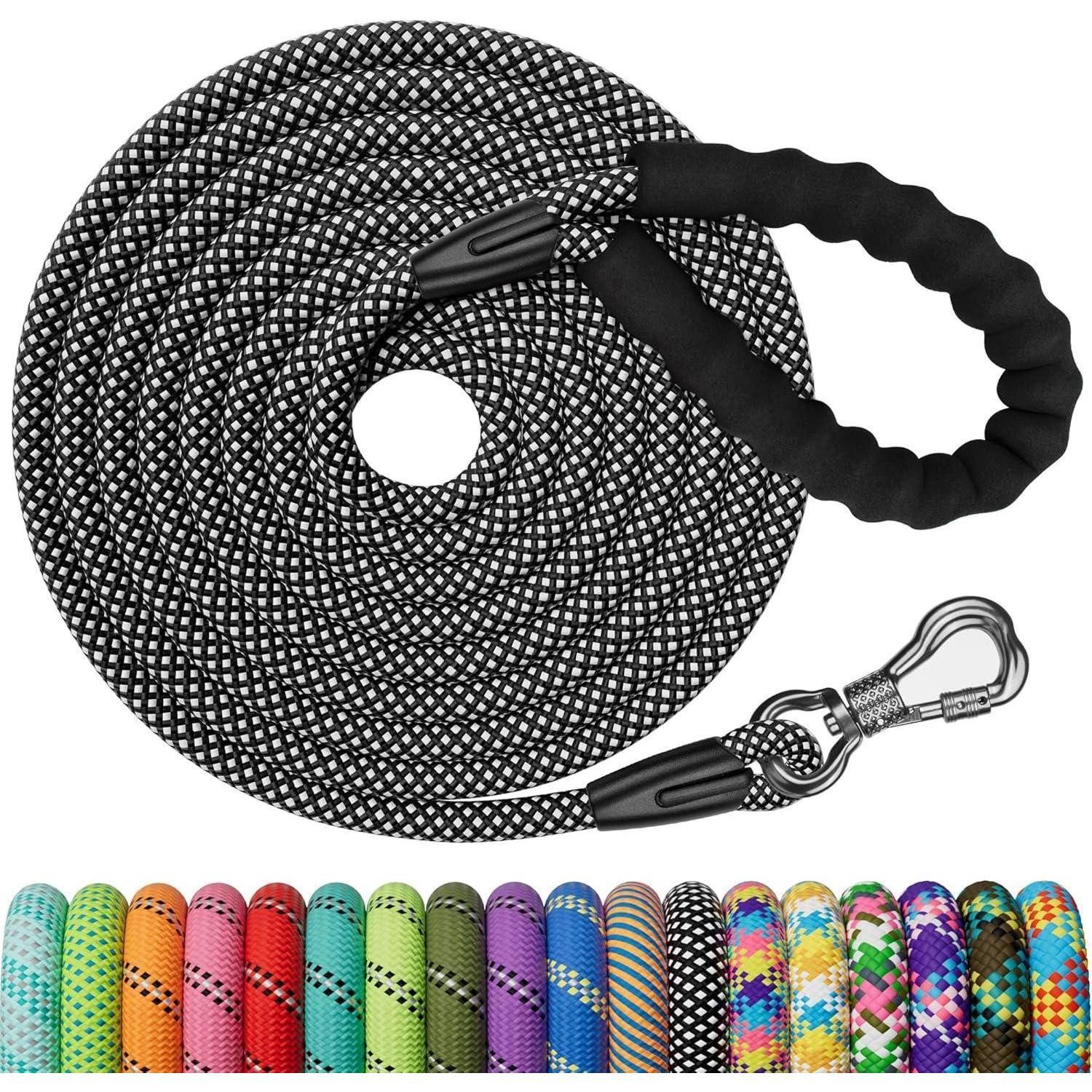 LuxusKollektion Schleppleine Schleppleine 8mm Karabiner Griff 3m 5m 10m 15m 20m Schwarz 10M x 8mm