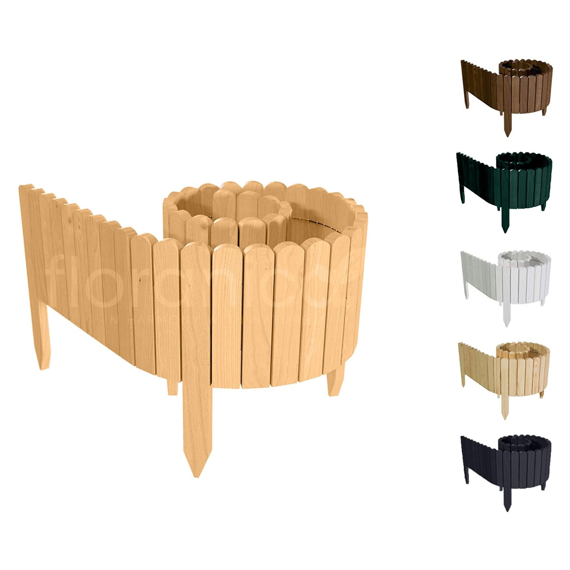 Floranica Palisade Beeteinfassung Beetumrandung Rasenkante Flexibler Rollborder Umrandung, LxH: 200x10 cm, Natur, Dekozaun Holzzaun Umzäunung Garten Beeten Blumenbeeten Kräutergarten