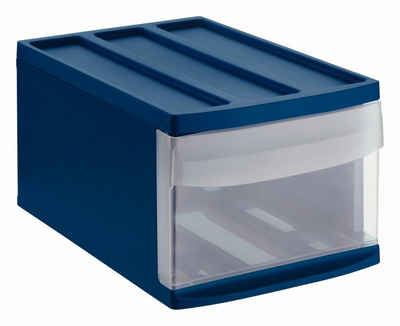 Rotho Schubladenbox »Rotho Systemix M Schubladenbox 1 Schub, Kunststoff (PP) BPA-frei, BLAU, (39,5 x 25,5 x 20,3 cm)«, (1-St)