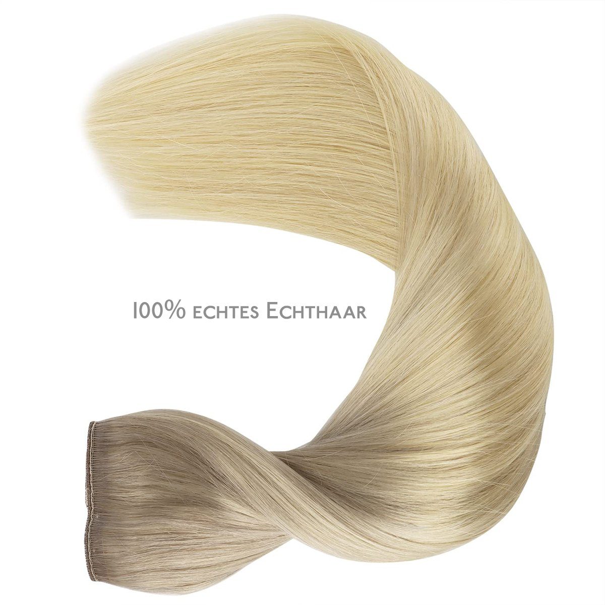 Wennalife Echthaar-Extension Verlängerungen,Halo-Haare,aschblond bis goldblond platinblond und