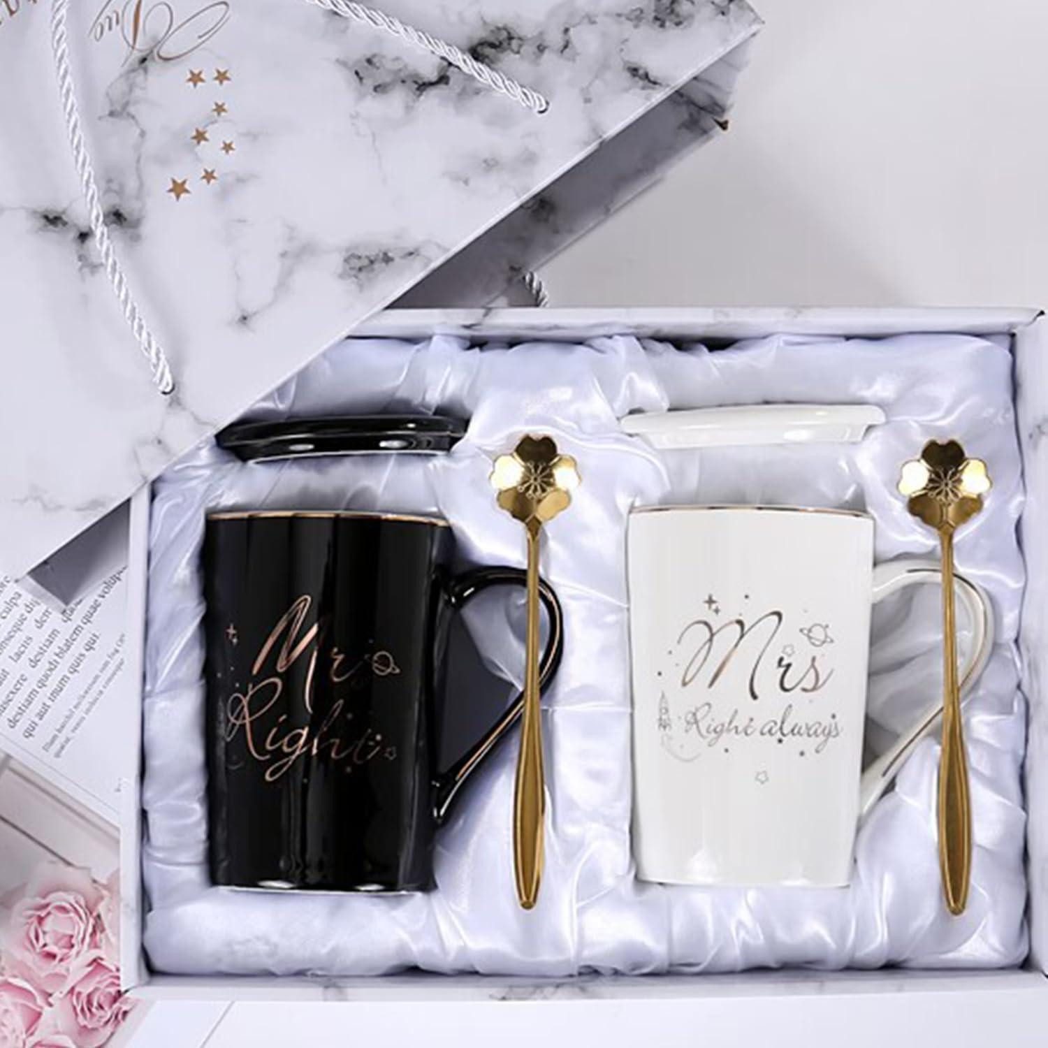 Disoza Tasse Mr und Mrs Tassen Set Hochzeit Valentinstag Geschenk Brautpaar