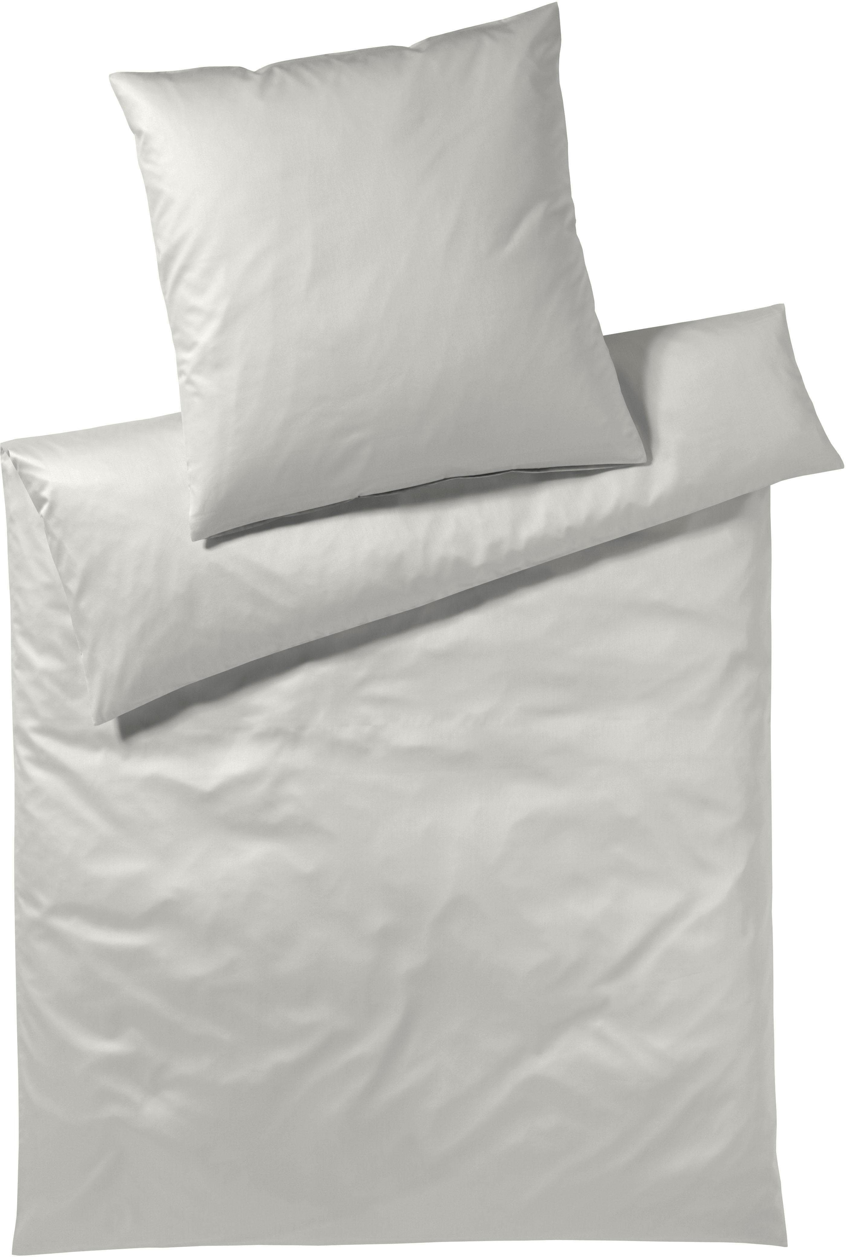 Bettwäsche Solid in Gr. 135x200 oder 155x220 cm, Elegante, Mako-Satin, 2 teilig, Bettwäsche aus Baumwolle, elegante Bettwäsche mit Reißverschluss