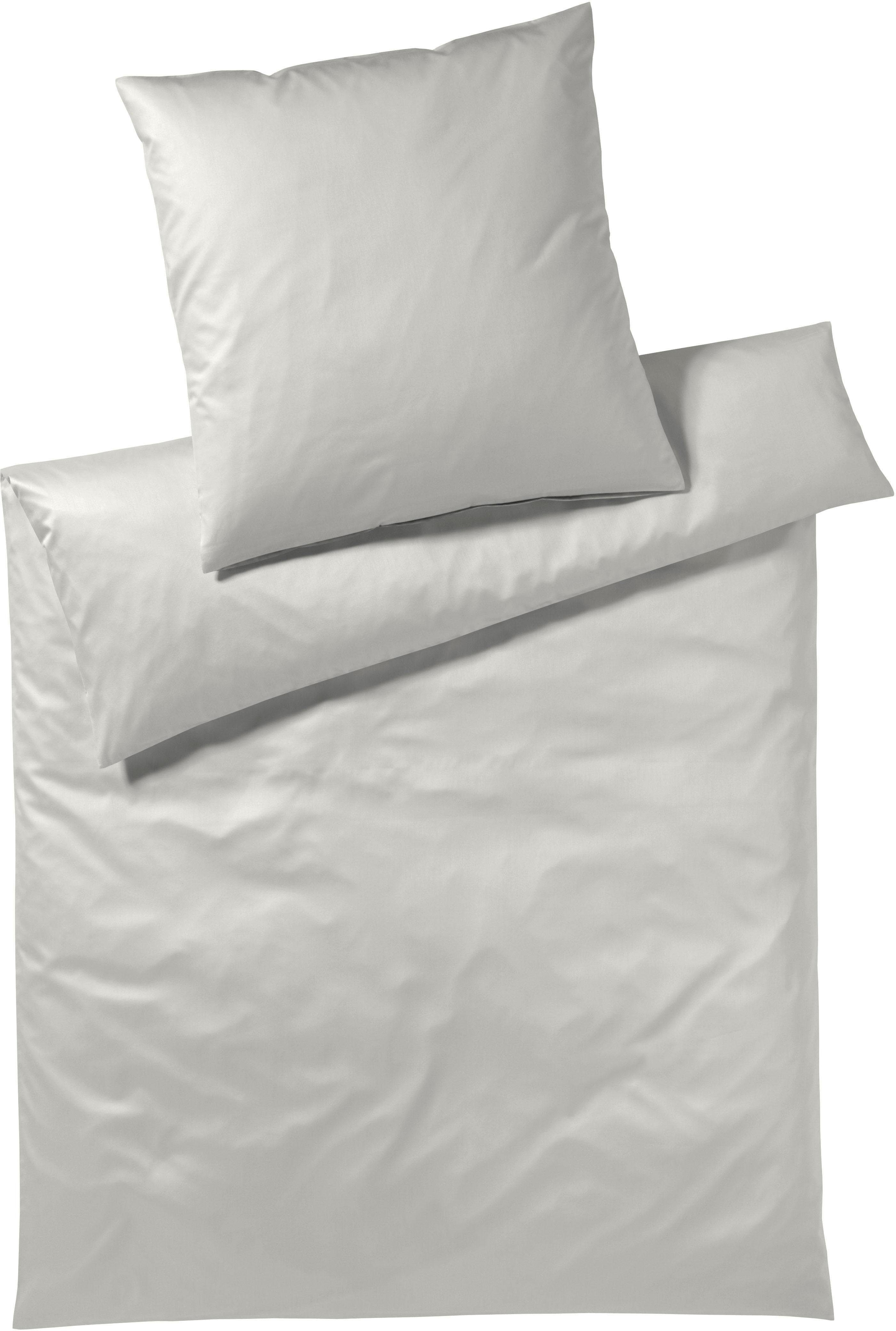 Elegante Bettwäsche Solid in Gr. 135x200 oder 155x220 cm, Mako-Satin, 2 teilig, Bettwäsche aus Baumwolle, elegante Bettwäsche mit Reißverschluss