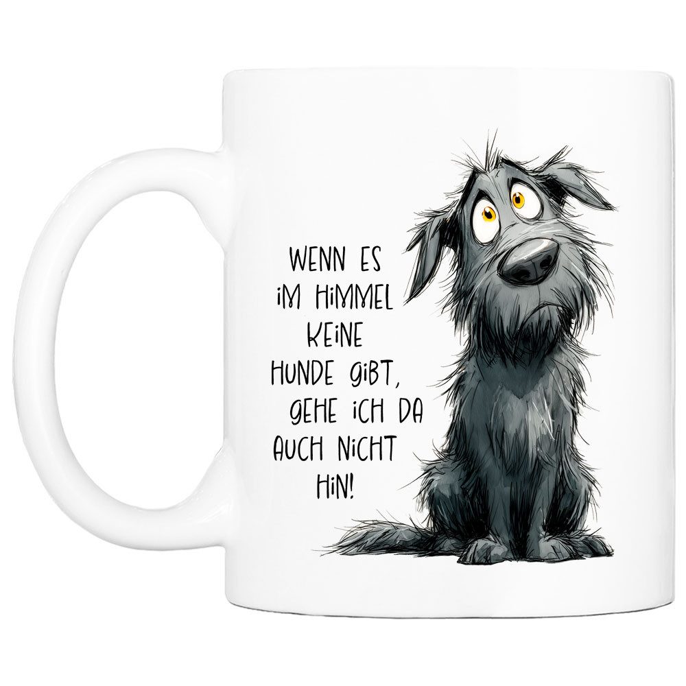 Cadouri Tasse 'Hunde im Himmel' Kaffeetasse mit Spruch - für Hundefreunde, Keramik, mit Hundespruch, beidseitig bedruckt, handgefertigt, Geschenk, 330 ml