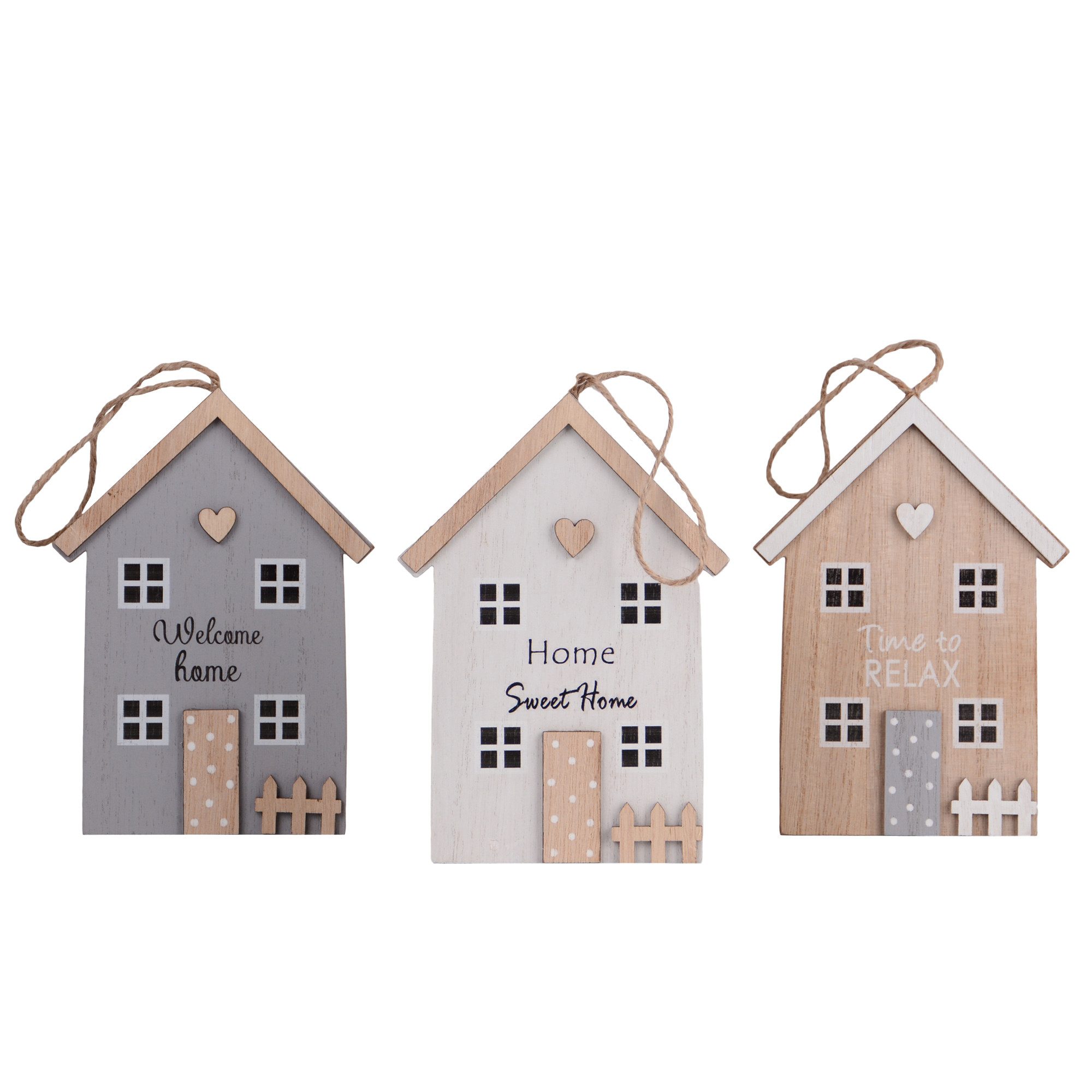 UNUS HOME Dekofigur 3er Set Dekoaufhänger (grau,weiß, natur), 3er-Set Holza günstig online kaufen