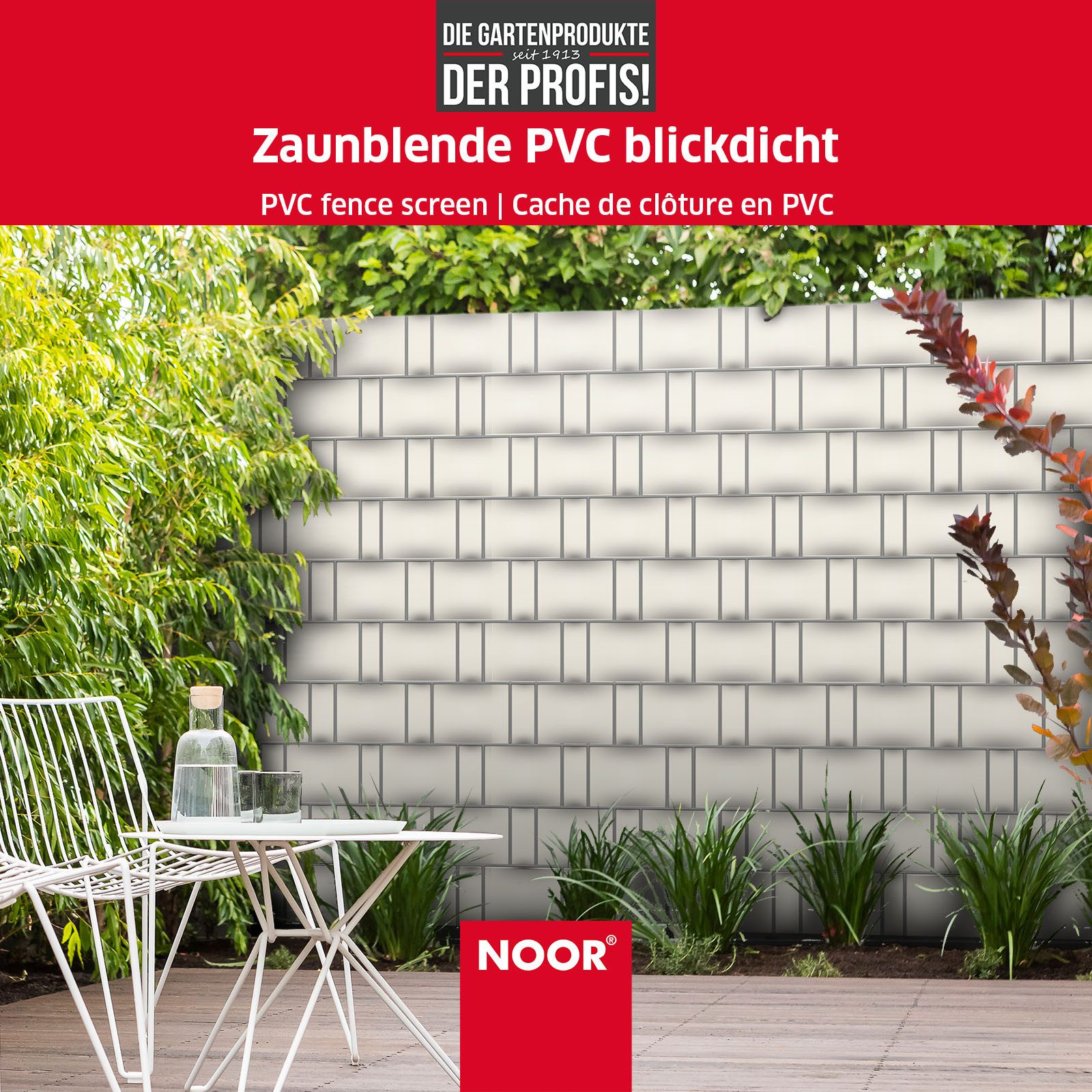 NOOR Sichtschutzstreifen PVC Blickdicht - für Doppelstabmattenzaun, Sicht- und Windschutz für Garten, Balkon und Terrasse