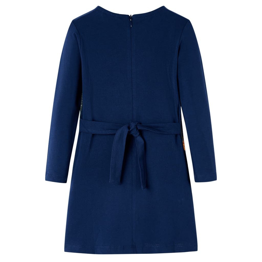 vidaXL Druckkleid Kinderkleid mit Langen Ärmeln Marineblau 116