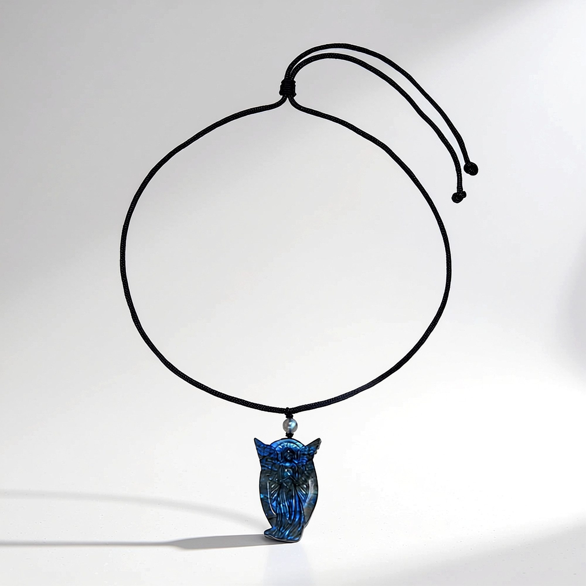 Cavill Collier Cavill Labradorit Kette 127,2 ct mit Eulenanhänger, Blau-Schwarz (1-tlg)