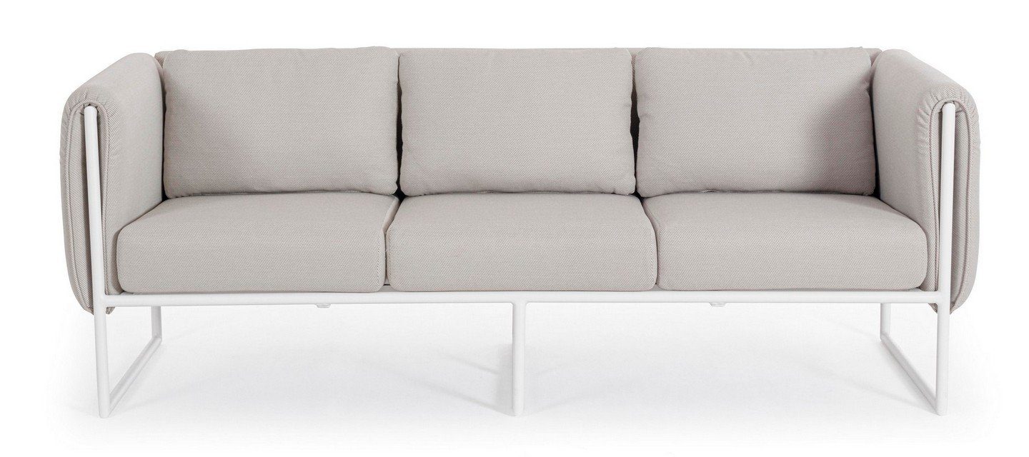 Natur24 Sofa Sofa 186x74x72cm Aluminium Couch Beige Pixel Sofa