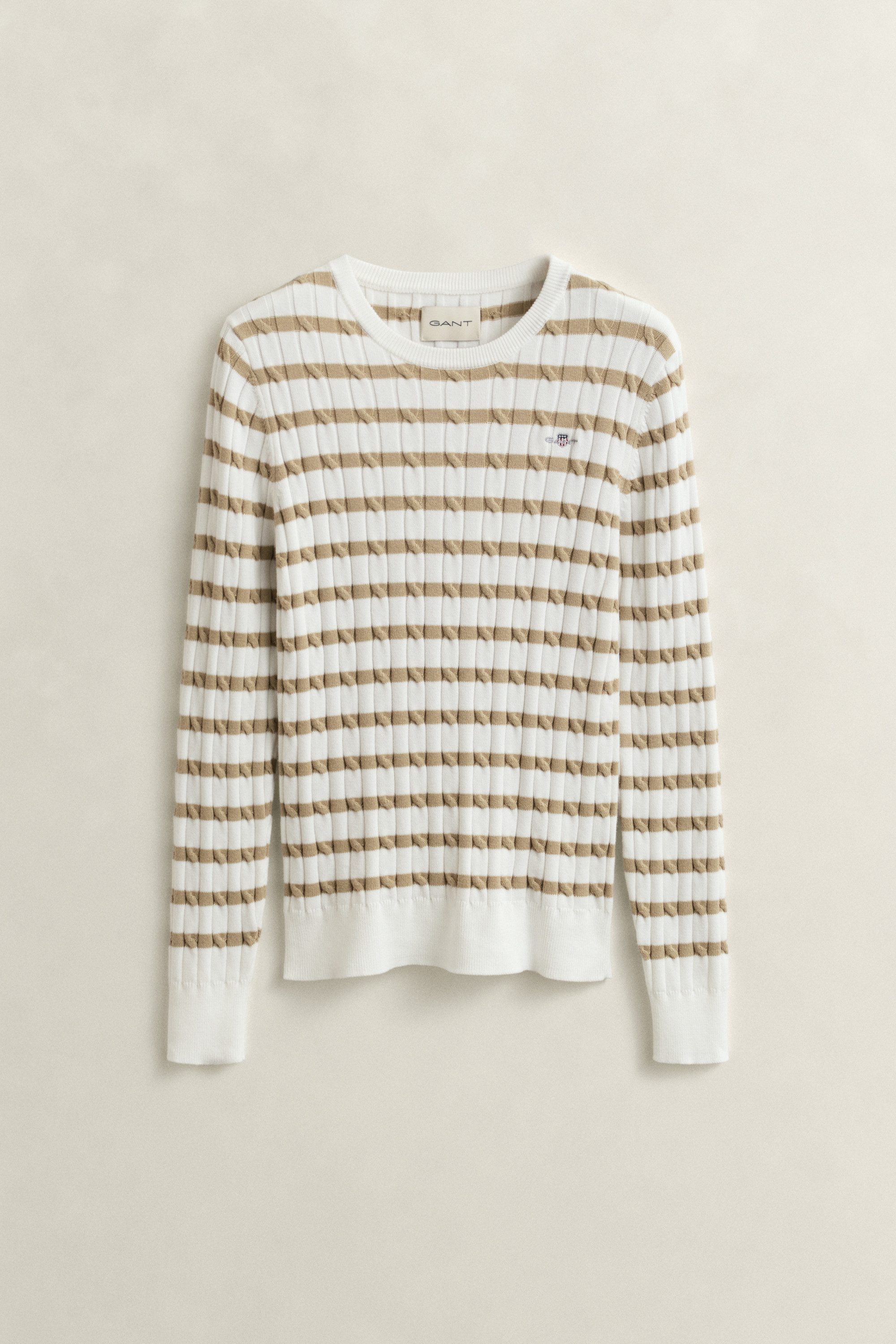 Rundhalspullover STRETCH COTTON CABLE STRIPE C-NECK