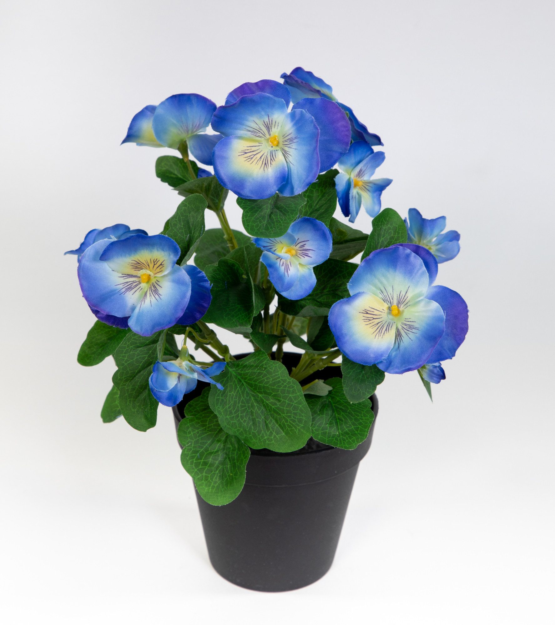 Kunstblume Stiefmütterchen 30cm im Topf FT Kunstpflanzen künstliche Blumen Veilchen, Seidenblumen Roß, Höhe 30 cm, Blau