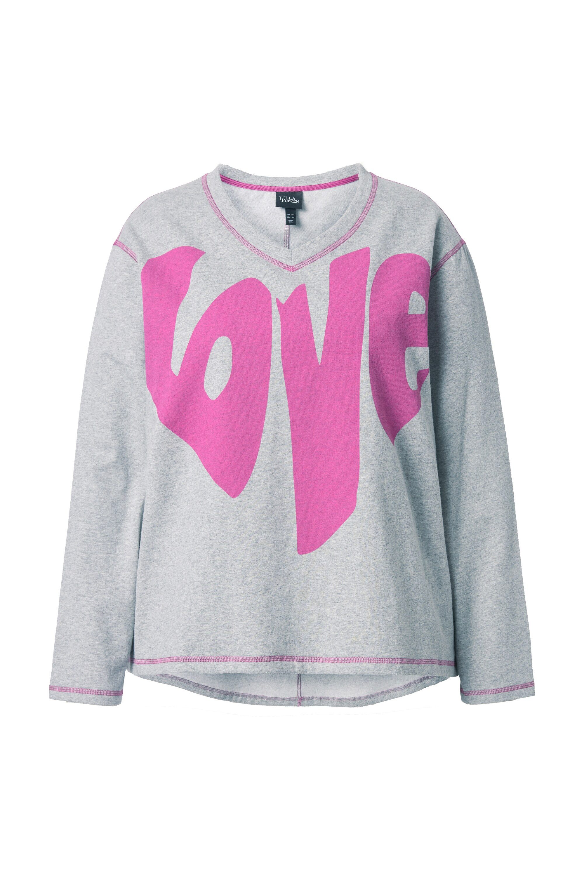 Sweatshirt Sweatshirt Love A-Linie V-Ausschnitt Langarm