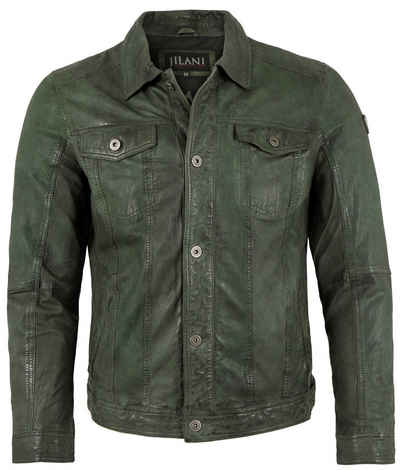 Jilani Lederjacke Valentin-2 Echtleder Herren Lederjacke Jeansjacken-Optik Lammleder olive