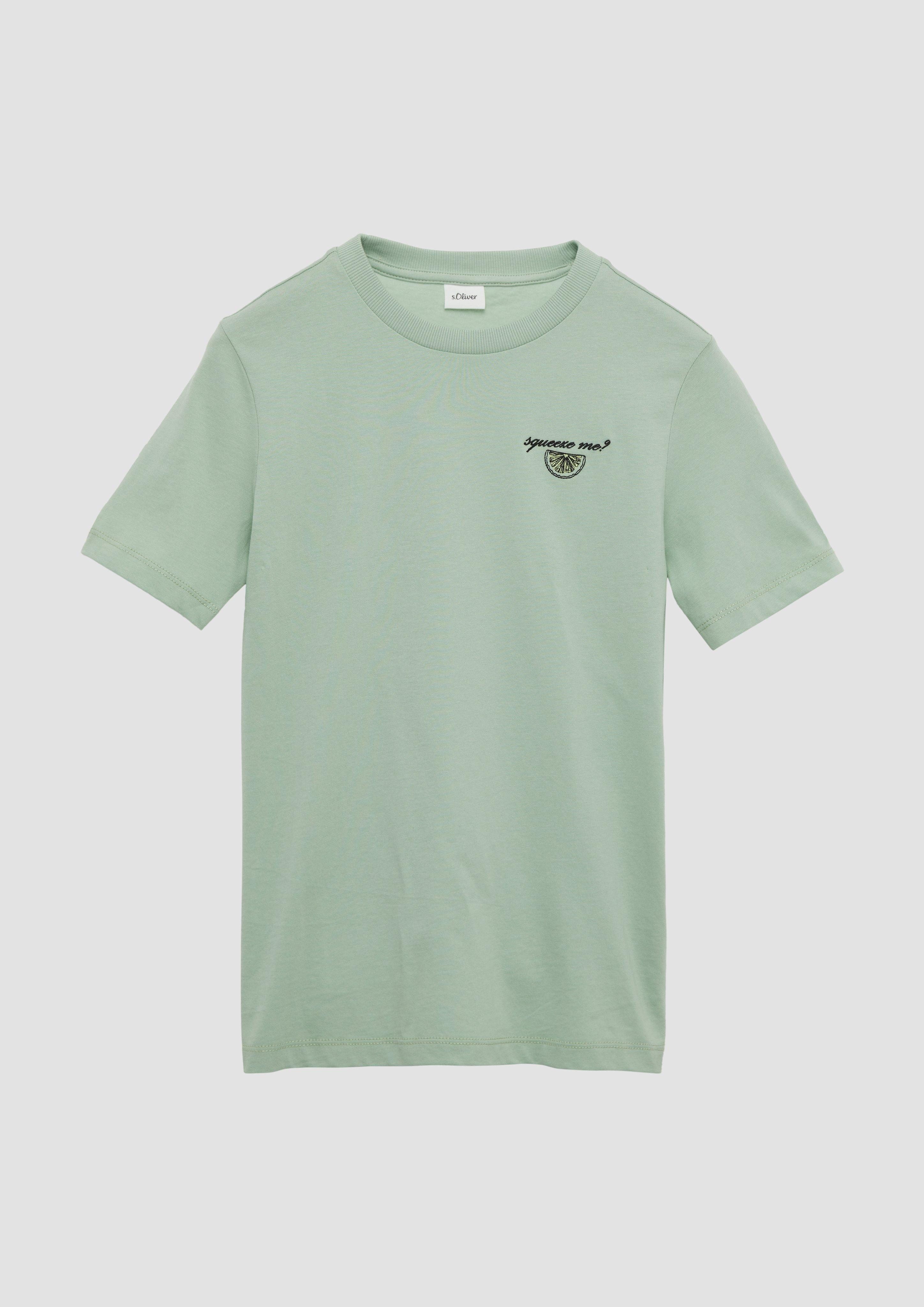 s.Oliver Kurzarmshirt T-Shirt aus Jersey mit Stick-Detail Stickerei