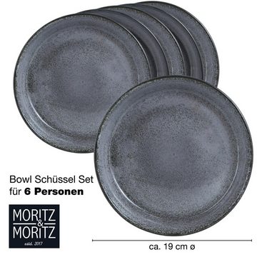 Moritz & Moritz Suppenschüssel Moritz & Moritz 6er Set Bowl Schüssel Anthrazit Klein, (6er Set, 6-tlg), Geschirrset für 6 Personen