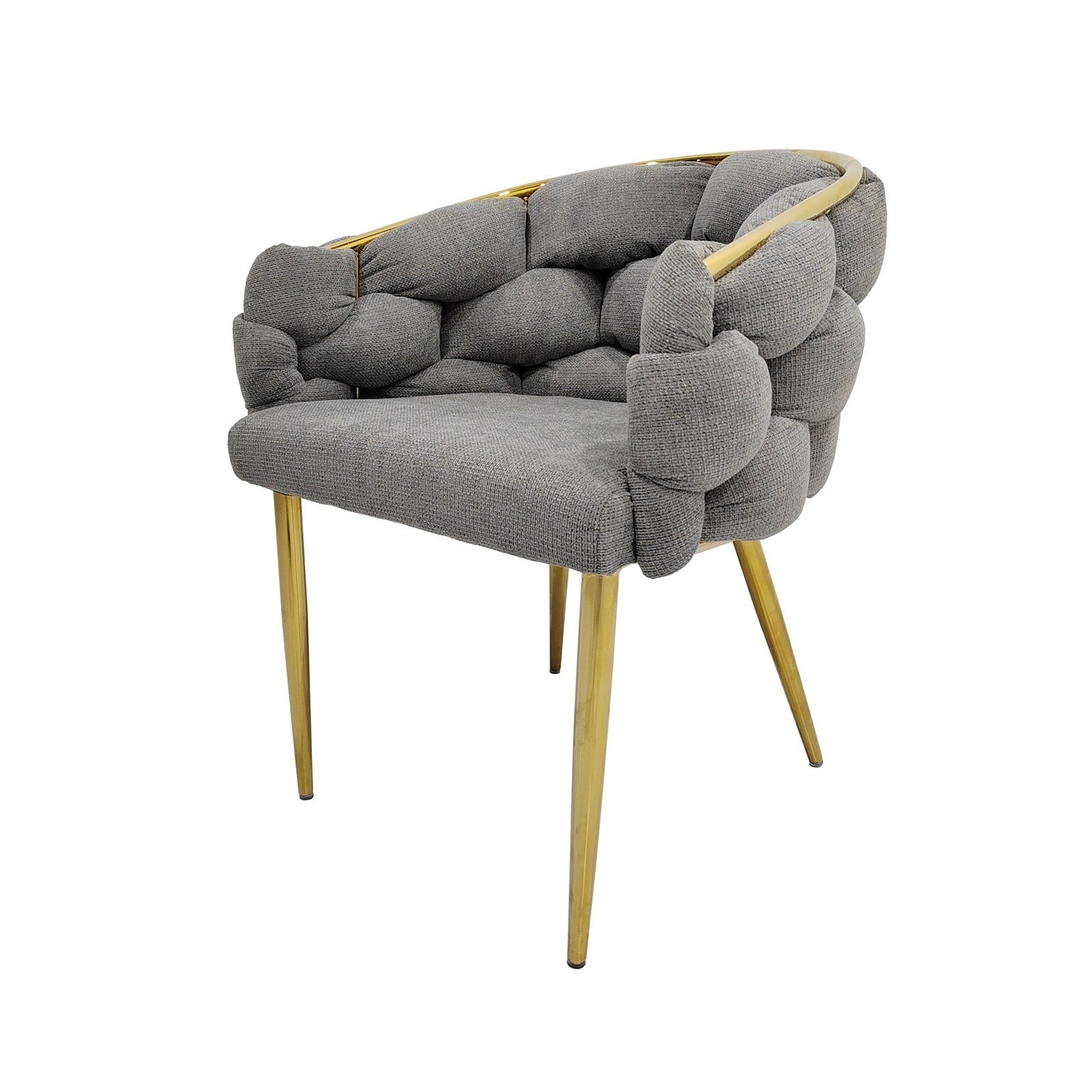 HTI-Living Esszimmerstuhl Stuhl Alsen Gold (Einzelstuhl, 1 St), Design Polsterstuhl goldenes Metallgestell Grau