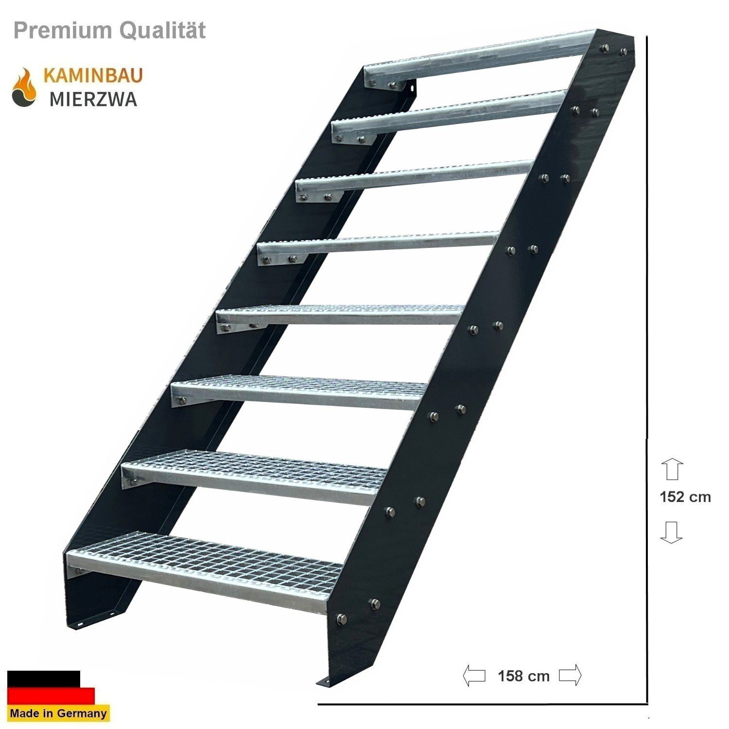 Kaminbau Mierzwa Außentreppe Premium Treppe Anthrazit günstig online kaufen