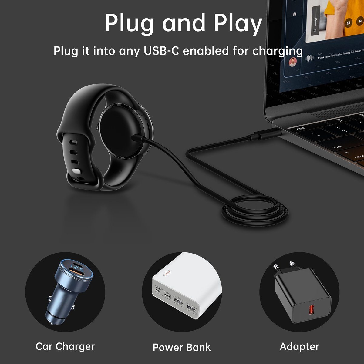 Wigento Für Google Pixel 3 41mm / 2 / 1 USB Port 1 Meter Ladekabel Schwarz Stromadapter, 0 cm – Bild 4 von 5