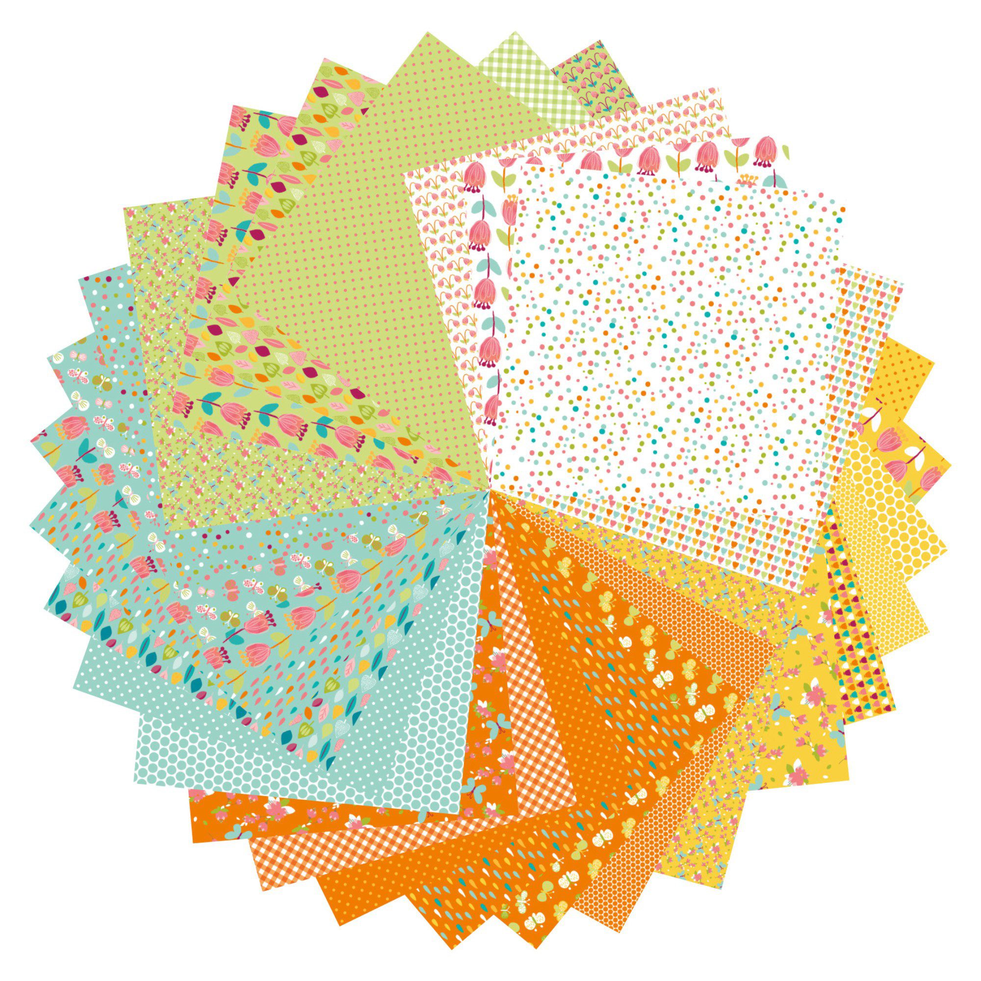 My Mandarine Motivpapier Faltpapier-Sortiment Spring, 20 cm x 20 cm 60 Blatt