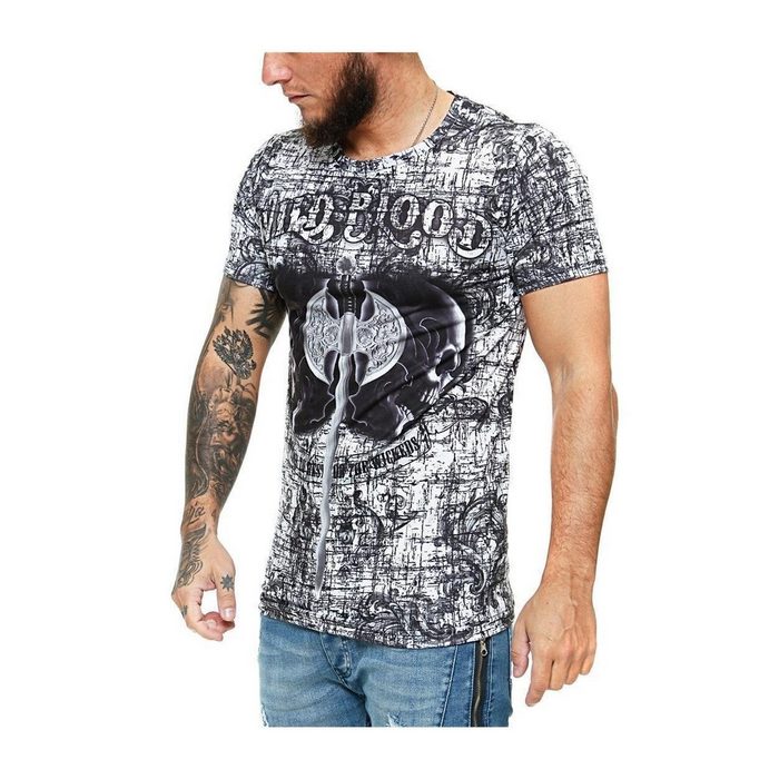 John Kayna T-Shirt Herren T-Shirt Kurzarm Rundhals Print Shirt Wild (Shirt Polo Kurzarmshirt Tee 1-tlg. im modischem Design) Fitness Freizeit Casual VG10241