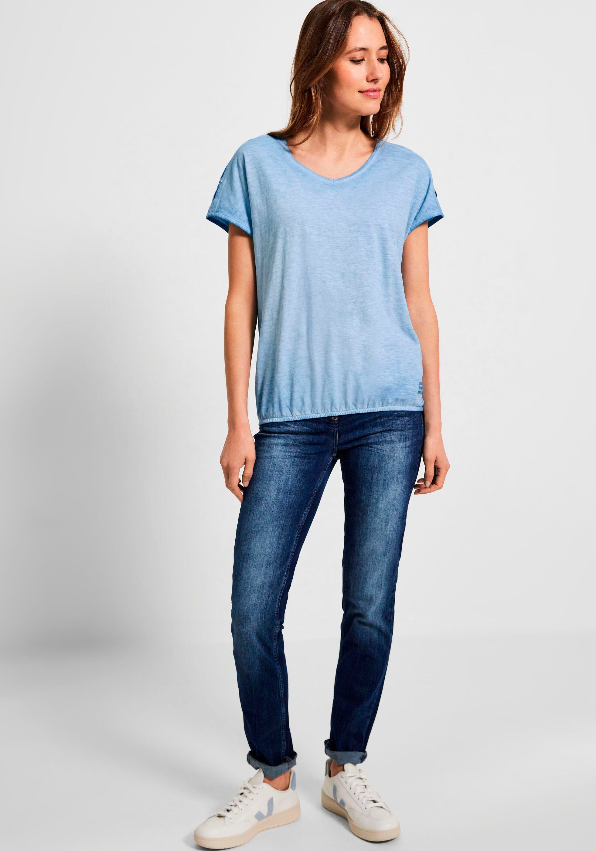 an Cut-Outs Cecil T-Shirt himmelblau mit Schultern den