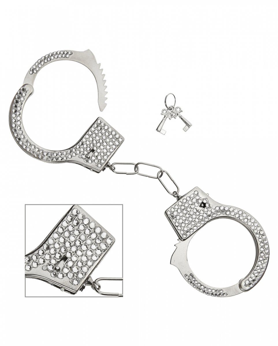 Horror-Shop Blaster Handschellen mit Strass-Steinchen
