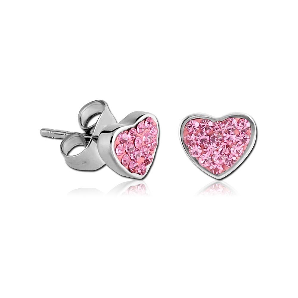 viva-adorno Paar Ohrstecker Herz Zirkonia Edelstahl Damen Mädchen Ohrringe Strass Herzen, Kristall
